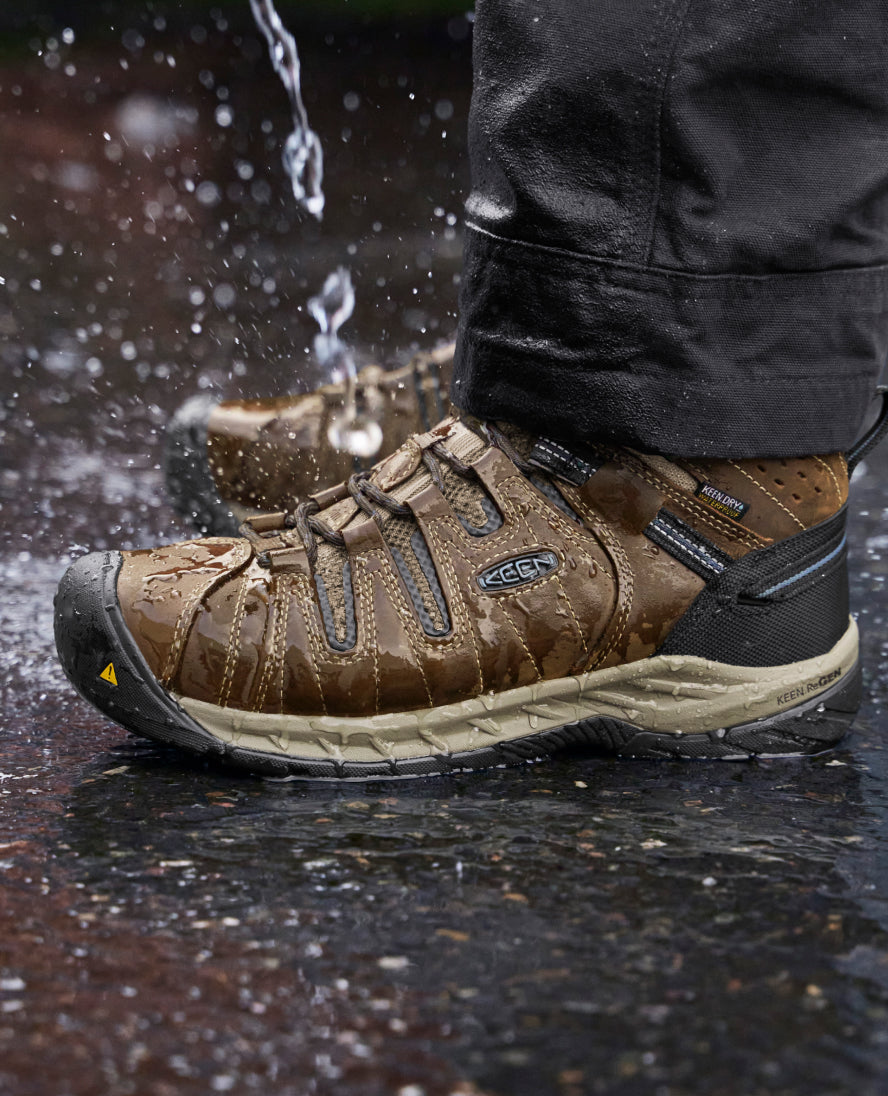 **Men's Flint II Waterproof Steel Toe Work Boots - Cascade Brown/Orion Blue - Durable Safety Boots for Construction, Hiking & Outdoor Work**