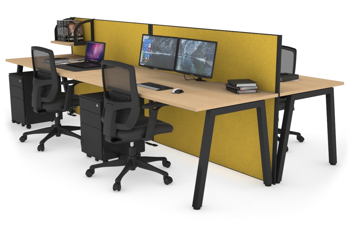 Horizon Quadro 4-Person Office Workstation Bench with A-Legs - 1800L x 800W Dimensions & Cable Management Scallop - Perfect for Collaborative Workspaces & Open Office Environments