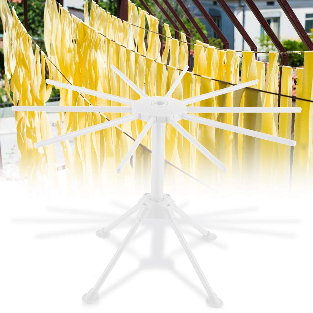 Foldable Plastic Pasta Drying Rack with 10 Bars | Space-Saving Noodle Stand for Spaghetti, Vermicelli & Hollow Pasta | Natural Air Drying Kitchen Tool for Home & Restaurant Use | Perfect for Meal Prep & Italian Cooking