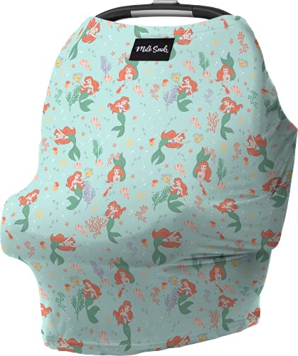 Disney The Little Mermaid 5-in-1 Nursing Cover & Baby Car Seat Canopy - Breastfeeding Cover, Stroller Cover, High Chair Cover, Shopping Cart Cover, Carrier Cover - Newborn Essentials for Moms - Perfect for Travel, Outings & Nursing in Public