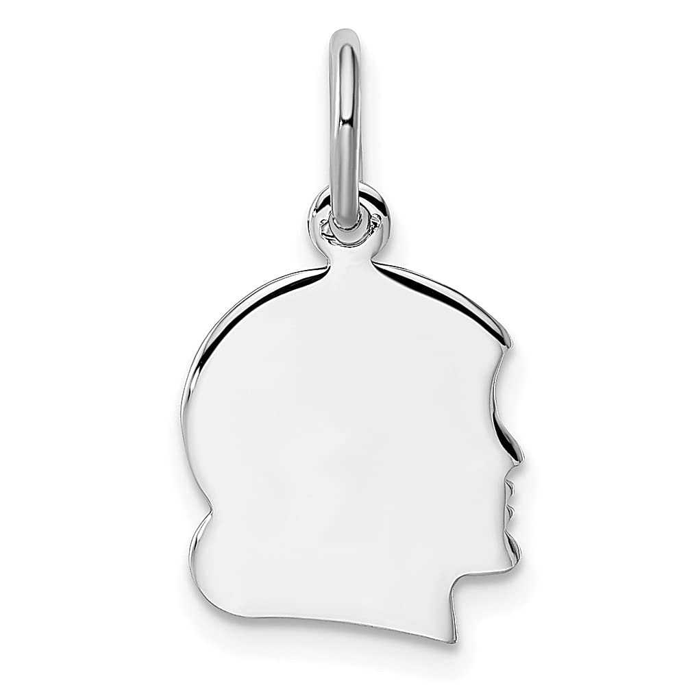 ICE CARATS Kelly Waters Small Engraveable Girl Head Charm Necklace - Personalized Baby Pendant with Right Facing Disc - Fashion Jewelry for Women, Gifts for Her - Perfect for Birthdays, Anniversaries & Mother's Day
