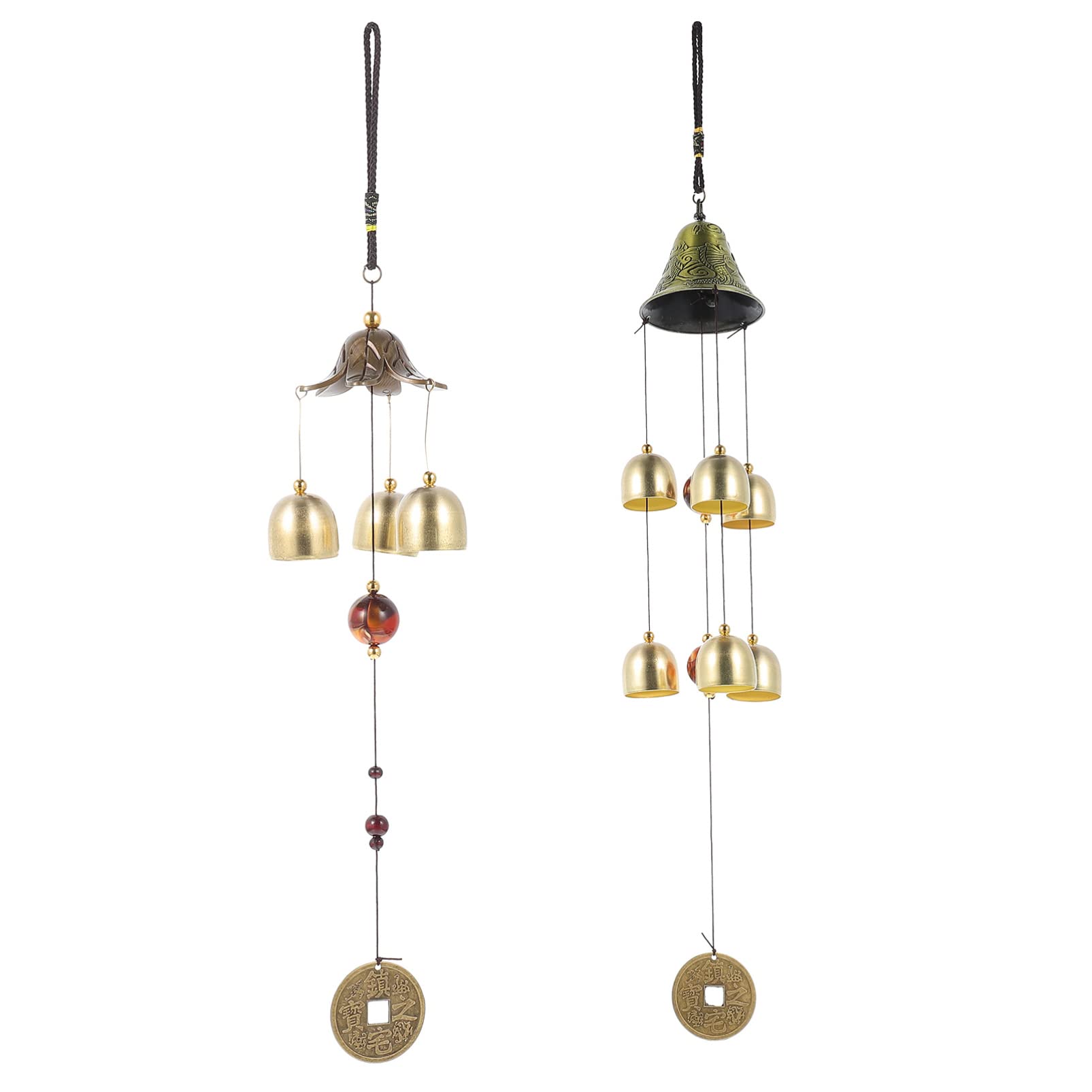 Dragon Phoenix Wind Chime Pendant - 2 Pack Alloy Hanging Decor for Home, Courtyard & Outdoor - Feng Shui Wind Bell for Wall, Garden & Patio - Perfect for Relaxing Ambiance & Asian-Inspired Decor