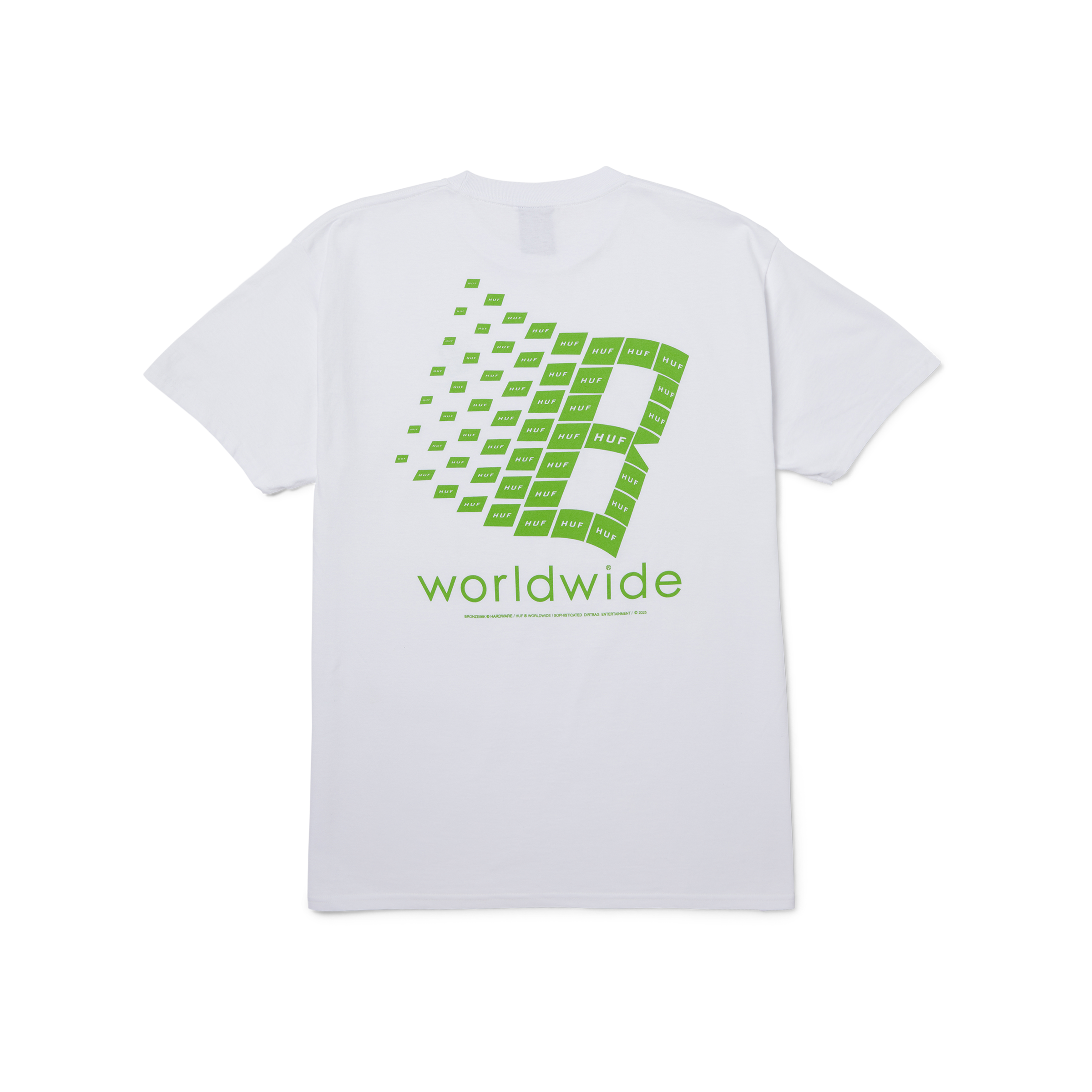 HUF x Bronze56k Short Sleeve T-Shirt for Men - White Cotton Graphic Tee - Streetwear Fashion for Casual Wear & Skateboarding