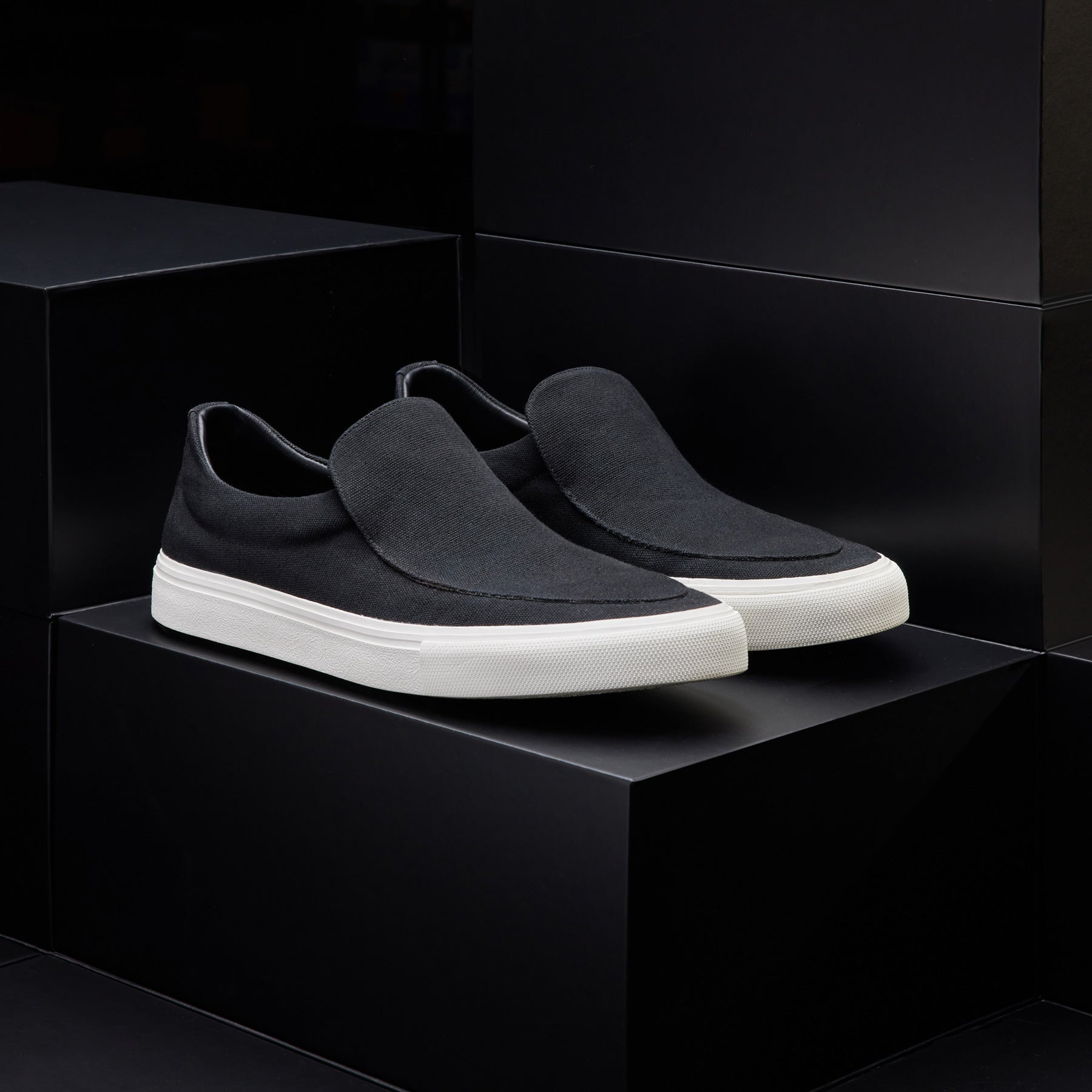 Men's Coastal Canvas Slip On Shoes - Comfortable & Breathable Black Casual Loafers for Beach, Travel & Everyday Wear