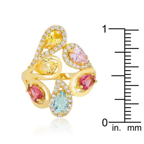 Vibrant Multi-Color Cocktail Ring for Women - Elegant Statement Jewelry for Parties, Weddings & Special Occasions