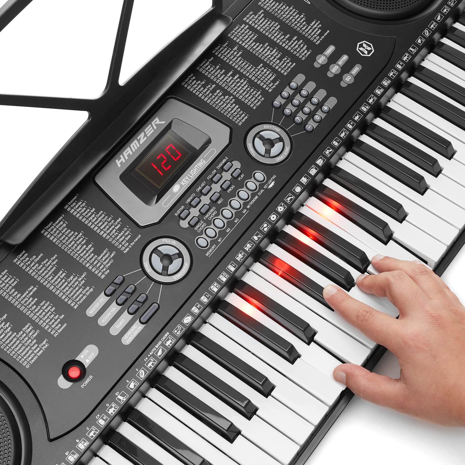 Hamzer 61-Key Portable Electronic Keyboard Piano with LED Lighted Keys, Built-In Speakers, Stand & Bench - Complete Beginner Piano Set for Home Learning & Practice | Perfect for Kids, Adults & Music Enthusiasts