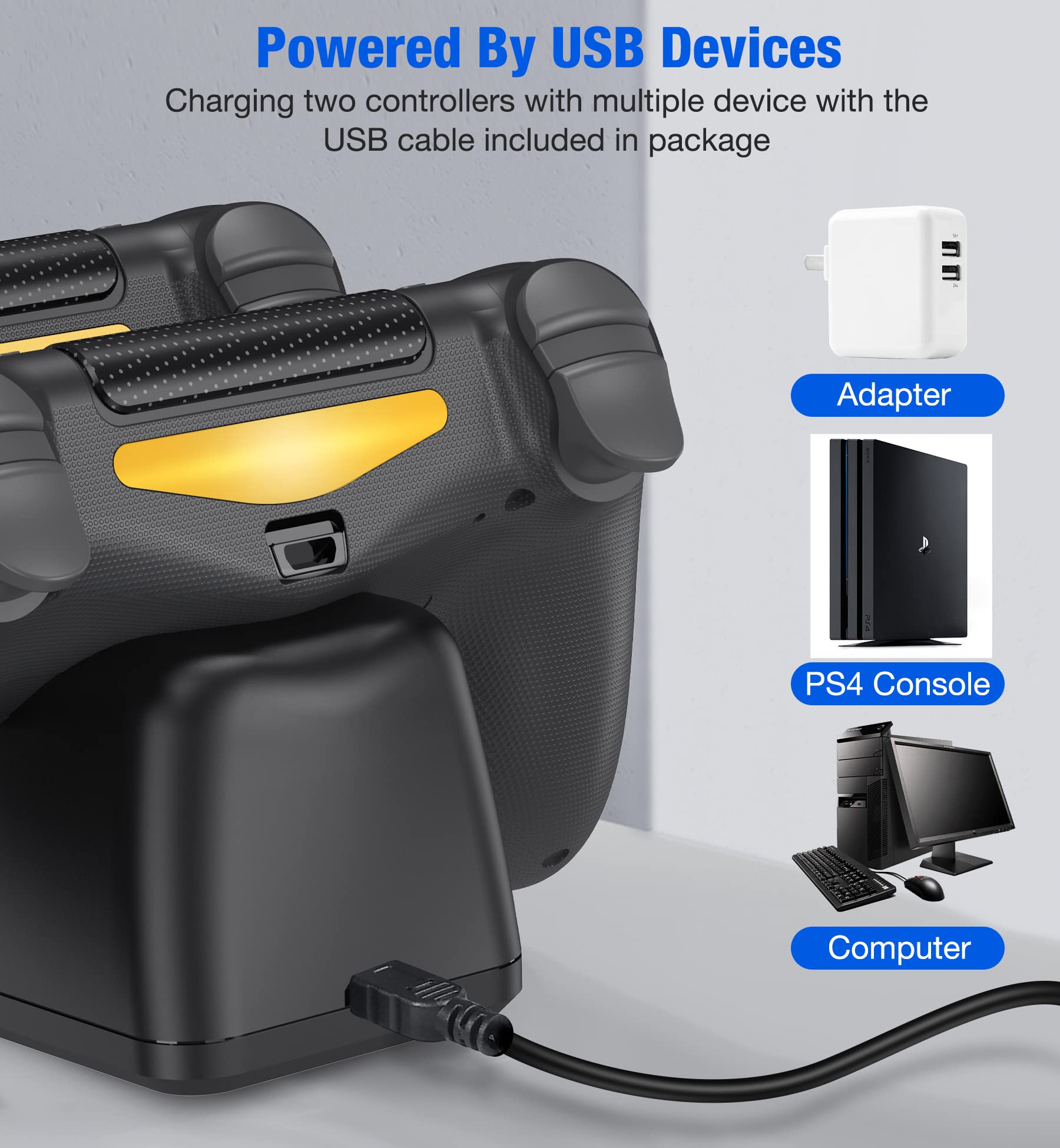 PS4 Controller Charger Dock Station - Fast Charging Dual Controller Stand with LED Indicators | Compatible with PlayStation 4 & PS4 Pro | Perfect for Gaming Setup & Multiplayer Sessions