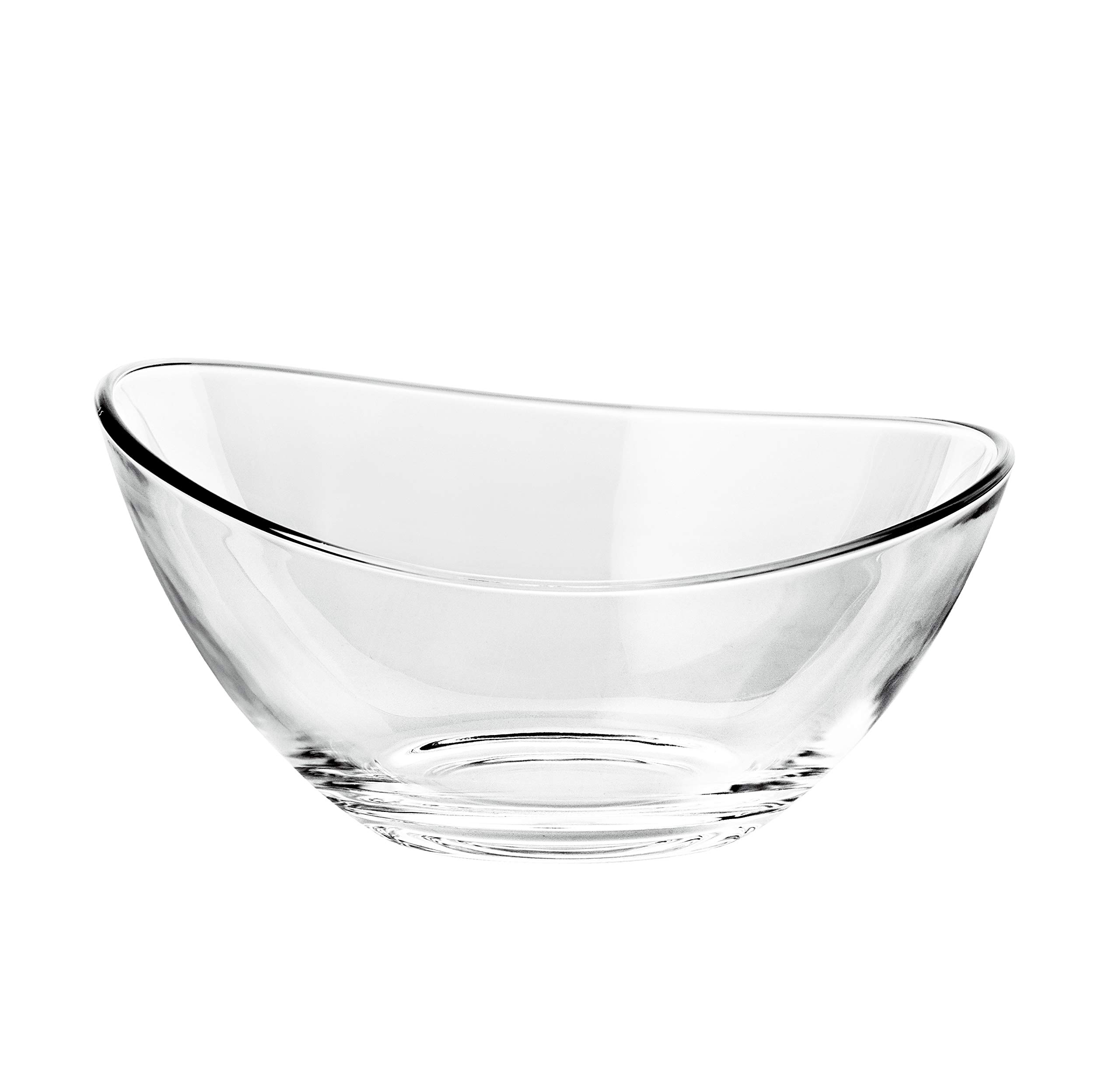 Barski European Glass Round Individual Bowl Set of 6 - 5.5 Inch Clear Glass Bowls with Wavy Rim for Desserts, Salads, Snacks - Elegant Tableware for Parties, Restaurants, Home Dining