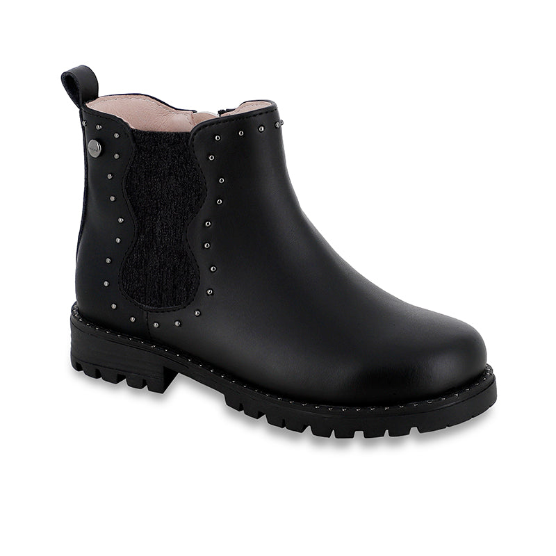 Mayoral Women's Chelsea Biker Boots - Black Leather Ankle Boots for Motorcycle Riding & Fashion Outfits | Perfect for Casual Wear, Night Out & Fall Winter Seasons