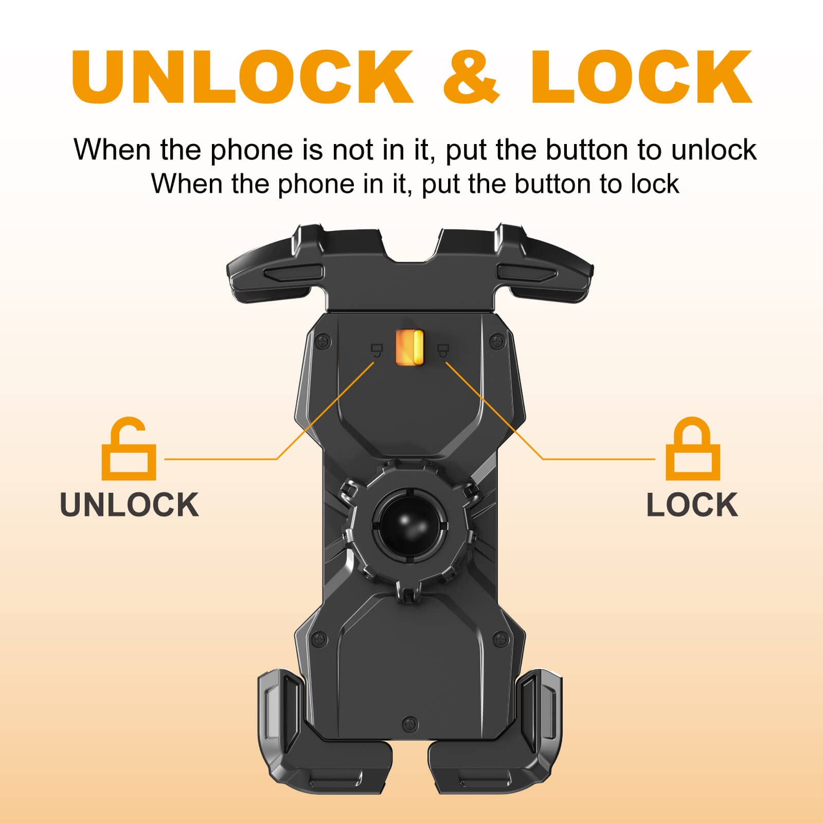 Premium Golf Cart Phone Holder - No Shake Bike & Motorcycle Phone Mount for Handlebars, One-Handed Operation (Black, Medium) - Perfect for Golfing, Cycling, Motorcycling & Outdoor Adventures