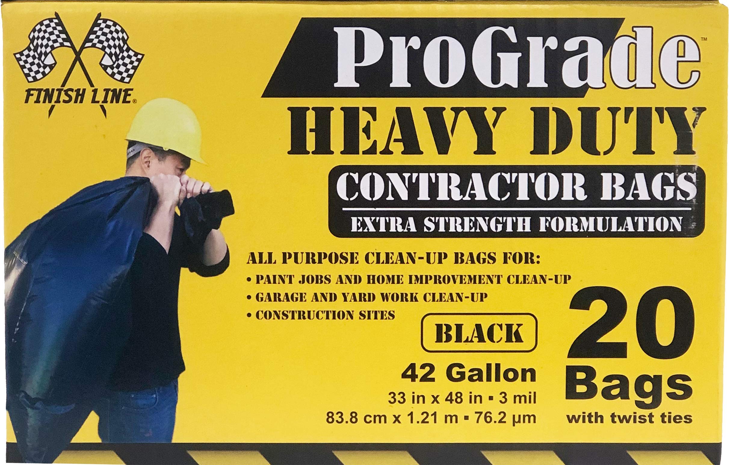 Reliable Heavy Duty 42 Gallon Contractor Garbage Bags - 20 Count Black Trash Bags for Construction, Renovation & Yard Waste Cleanup