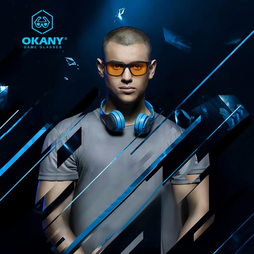 Okany Blue Light Blocking Gaming Glasses for eSports & Computer Use - Anti Glare UV400 Protection Eyewear for Men & Women - Reduce Eye Strain for Gaming, Office Work & Screen Time