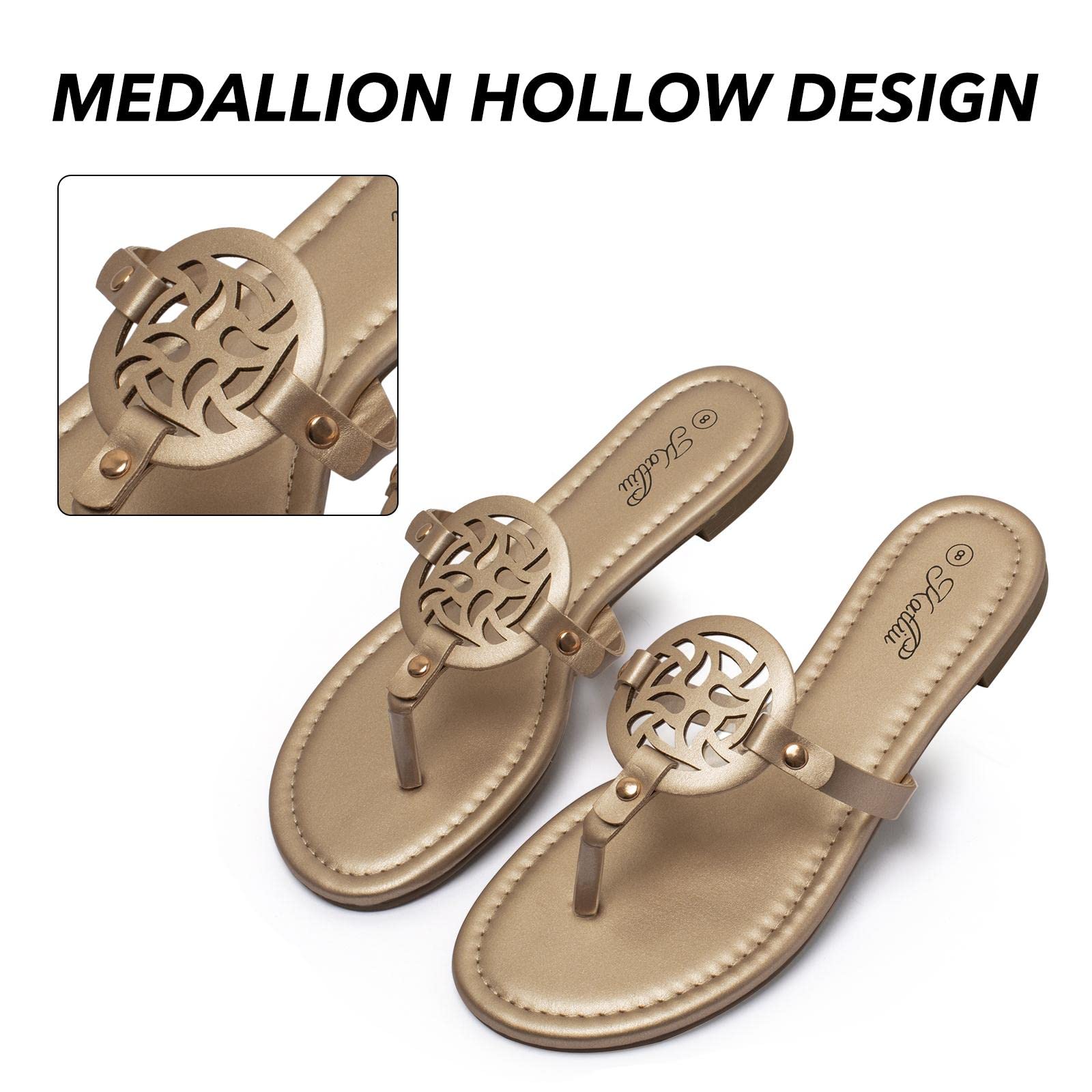 Katliu Women's Comfortable Flat Sandals - Dressy Flip Flops & Thong Sandals for Beach, Vacation & Summer Outfits