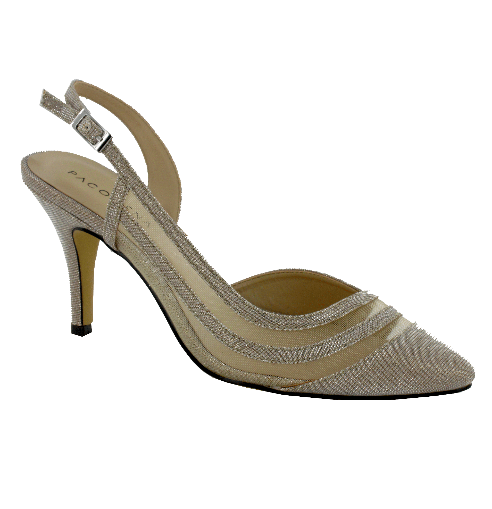 Menbur Gold Shimmer Slingback Heels - Women's Elegant Evening Shoes for Parties, Weddings & Special Occasions