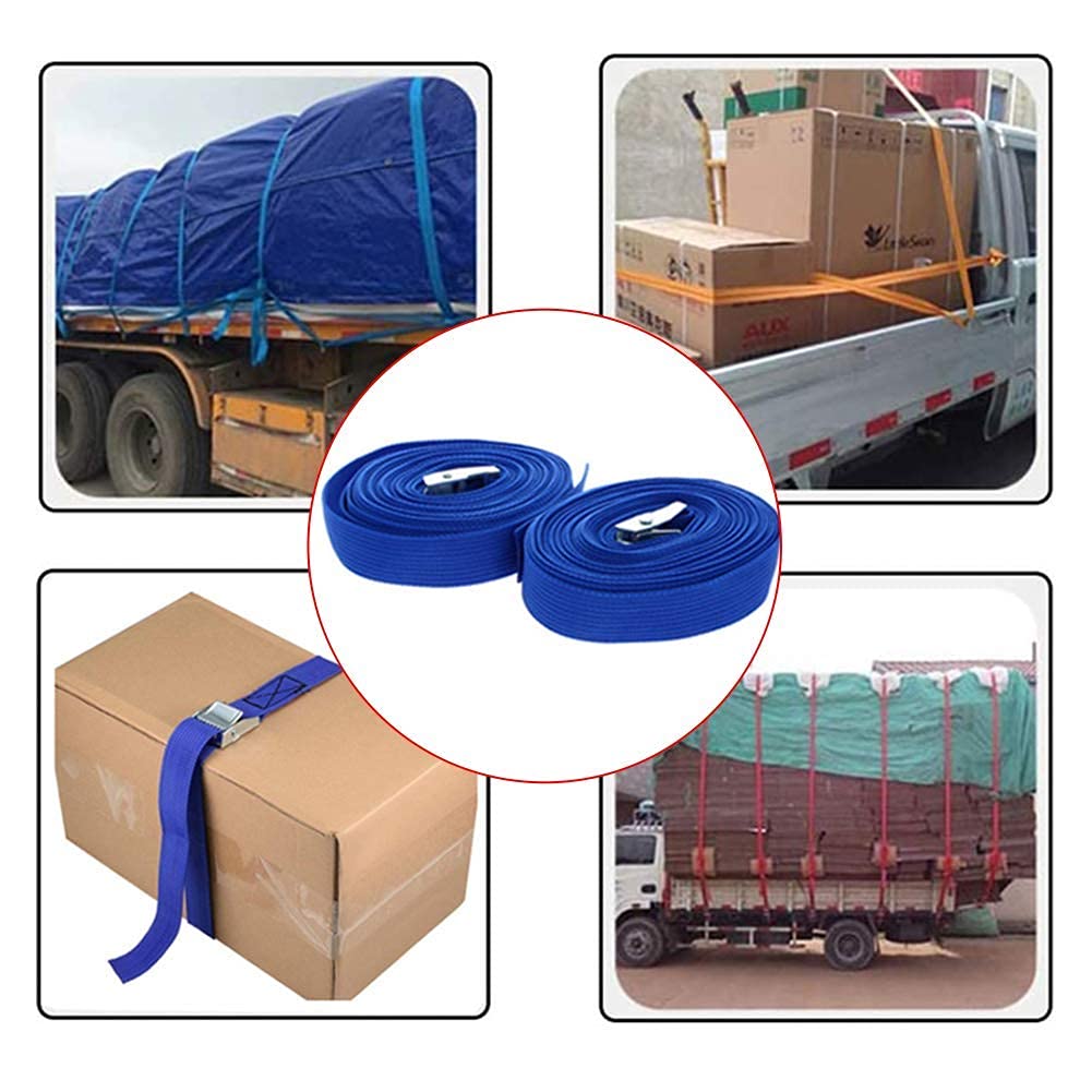 2-Pack 2M x 25mm Ratchet Tie Down Straps - Heavy Duty Polypropylene Lashing Straps for Moving, Cargo, Camping & Outdoor Gear - Secure Luggage, Furniture & Equipment (Blue) - Perfect for Trucks, Trailers & Storage