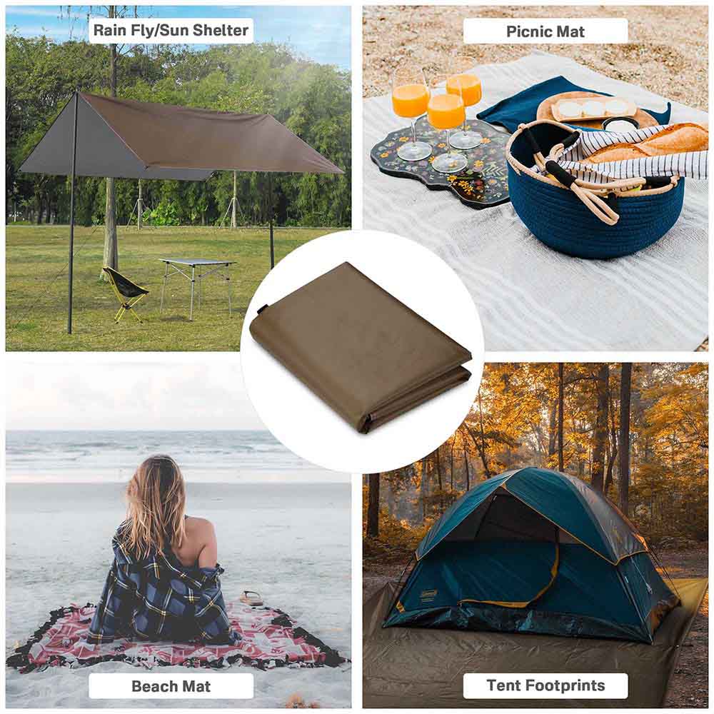 10x13ft Waterproof Camping Tarp - Lightweight UV50+ PU 3000mm Water Resistant - Perfect for Outdoor Camping, Hiking, Picnics & Beach Shelter
