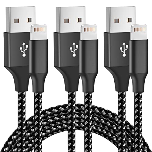Fast Charging USB Cable 2.4A - 10ft Extra Long Lightning Cable 3-Pack for iPhone - Durable & Quick Data Sync - Perfect for Home, Office & Travel