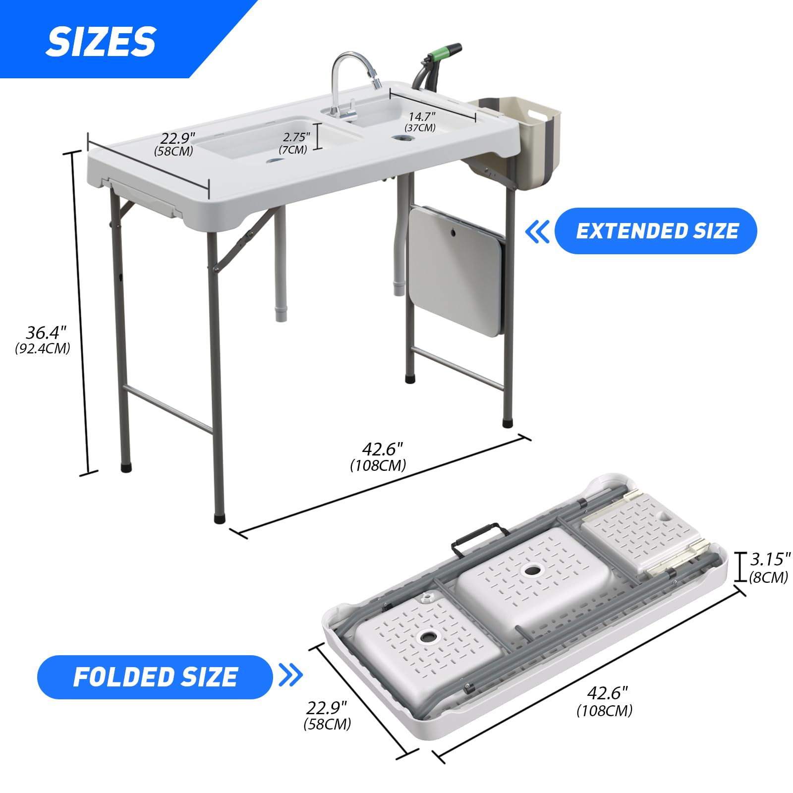 Portable Fish Cleaning Table for Camping, Fishing & Outdoor Use