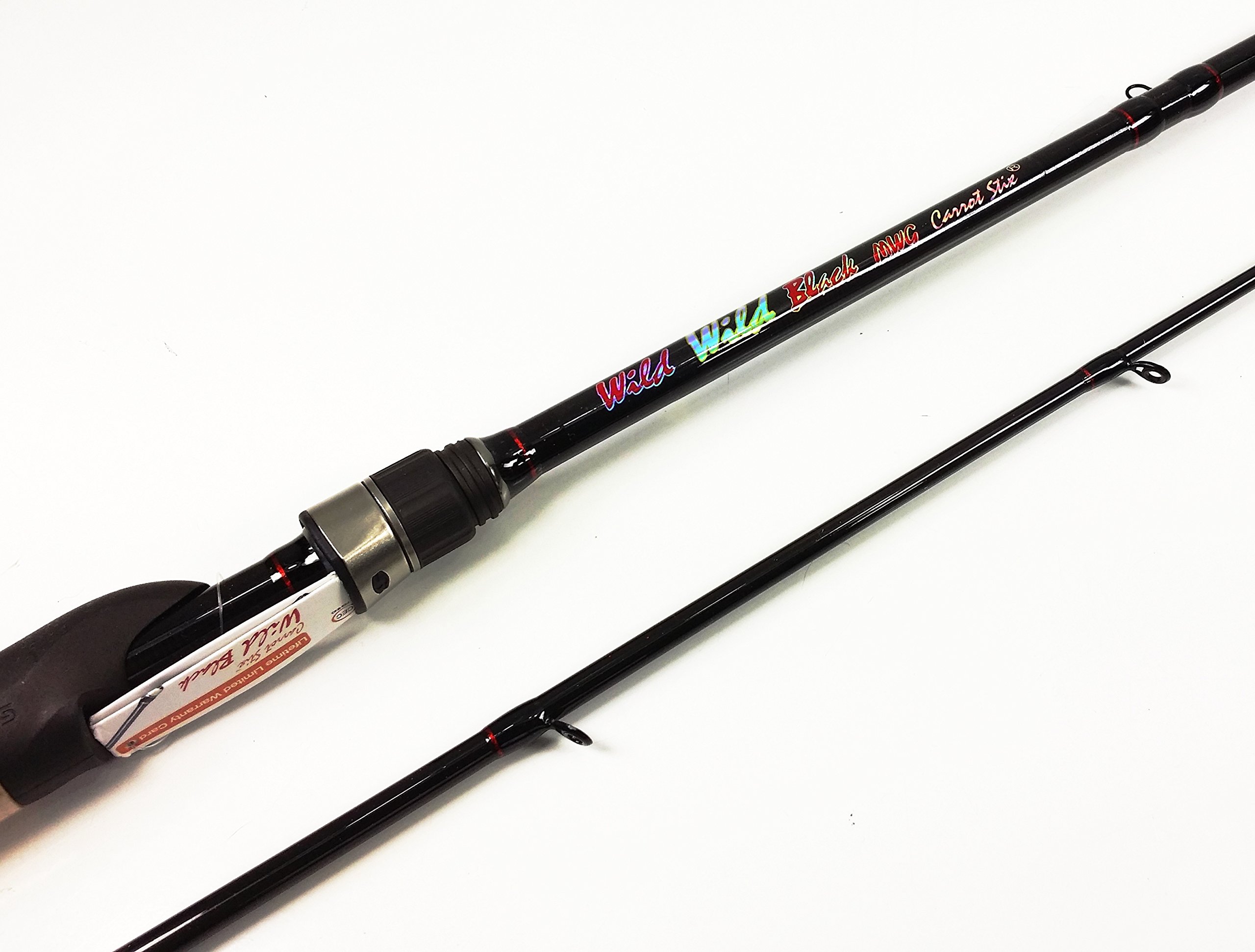 Carrot Stix Collapsible 2-Piece Spinning Fishing Rod with Microwave Guides - Wild Black Color - Perfect for Travel Fishing & Backpacking Adventures
