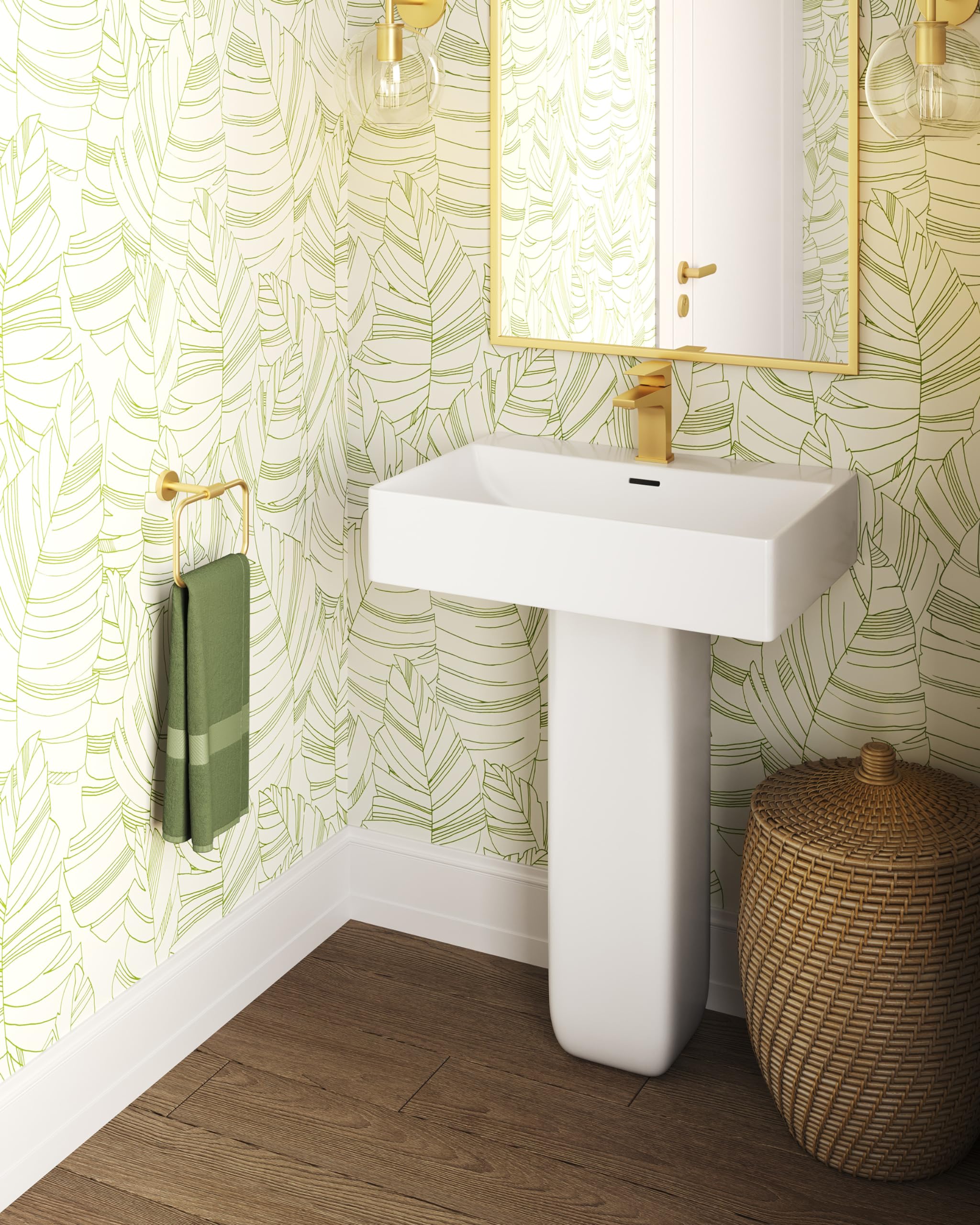 Concorde Square Two-Piece Pedestal Bathroom Sink - Modern Vanity for Small Spaces, Perfect for Powder Rooms & Guest Bathrooms