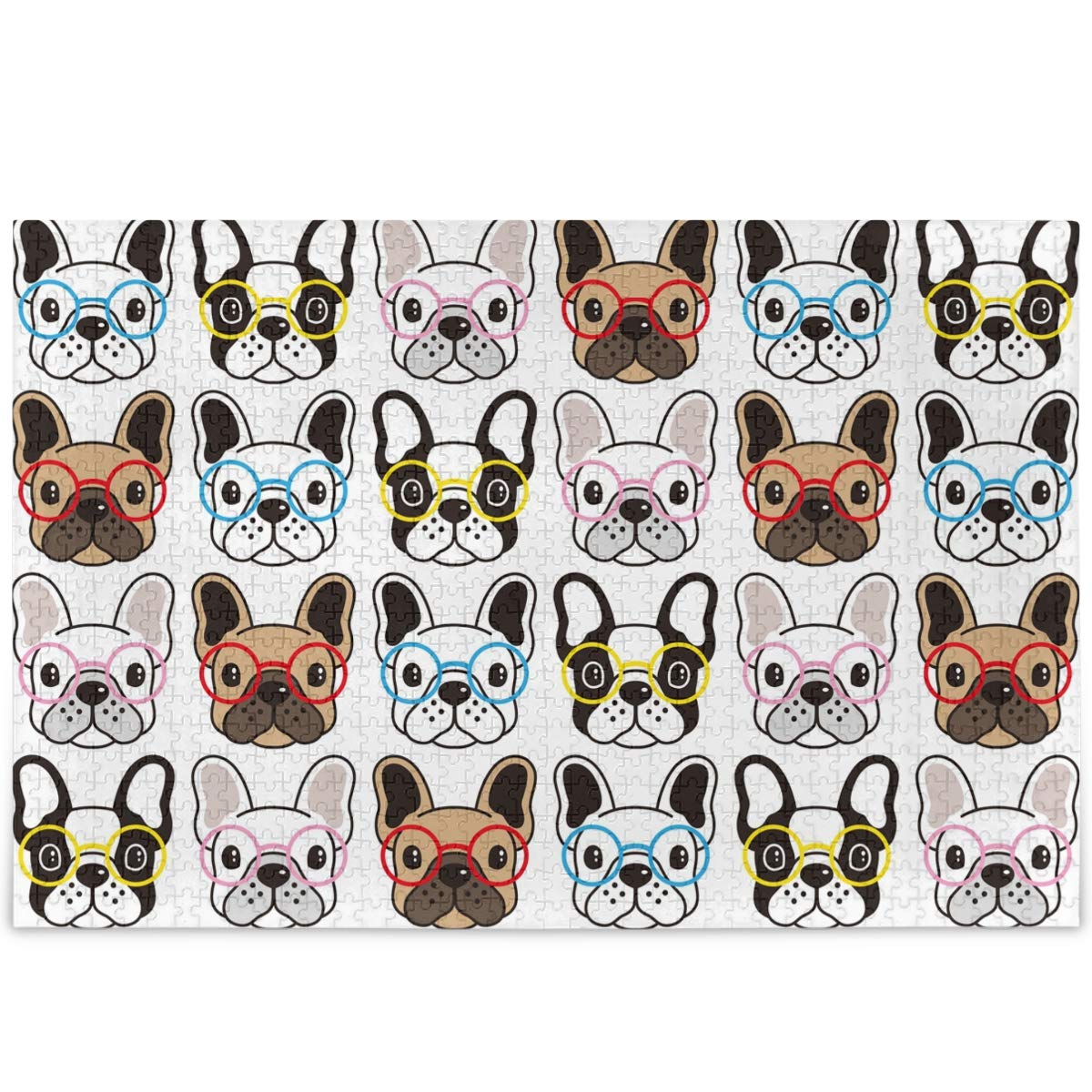 Cute Animal Dog Jigsaw Puzzle - 500 Piece French Bulldog with Glasses Puzzle for Adults & Kids | Fun Family Game Night & Educational Activity