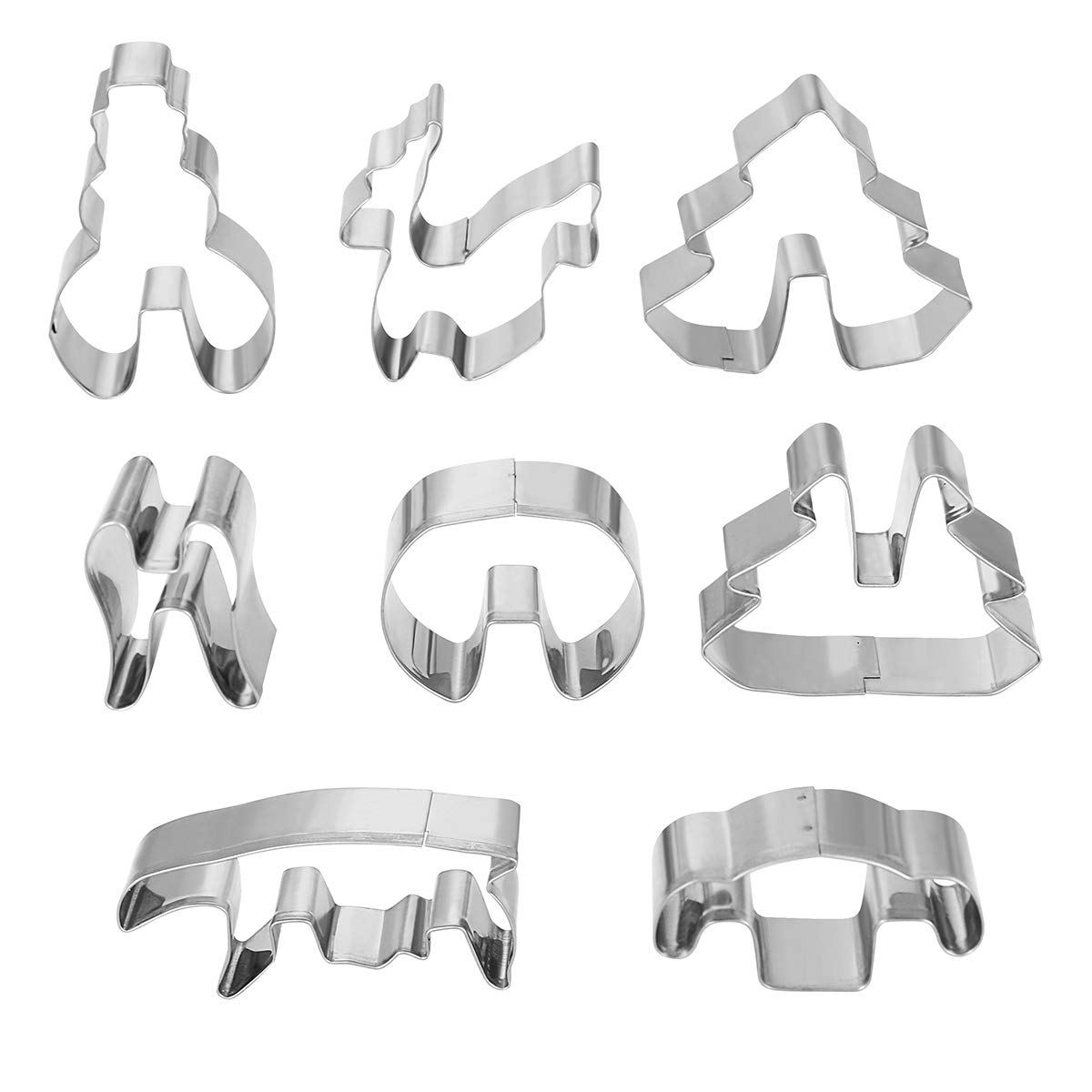 DOITOOL 8-Piece Non-Stick Stainless Steel Christmas Cookie Cutter Set - 3D Snowman, Tree, Sleigh & Deer Molds for Baking, DIY Holiday Cookies, Cakes & Chocolate - Perfect for Christmas Party Decorations & Gift Making