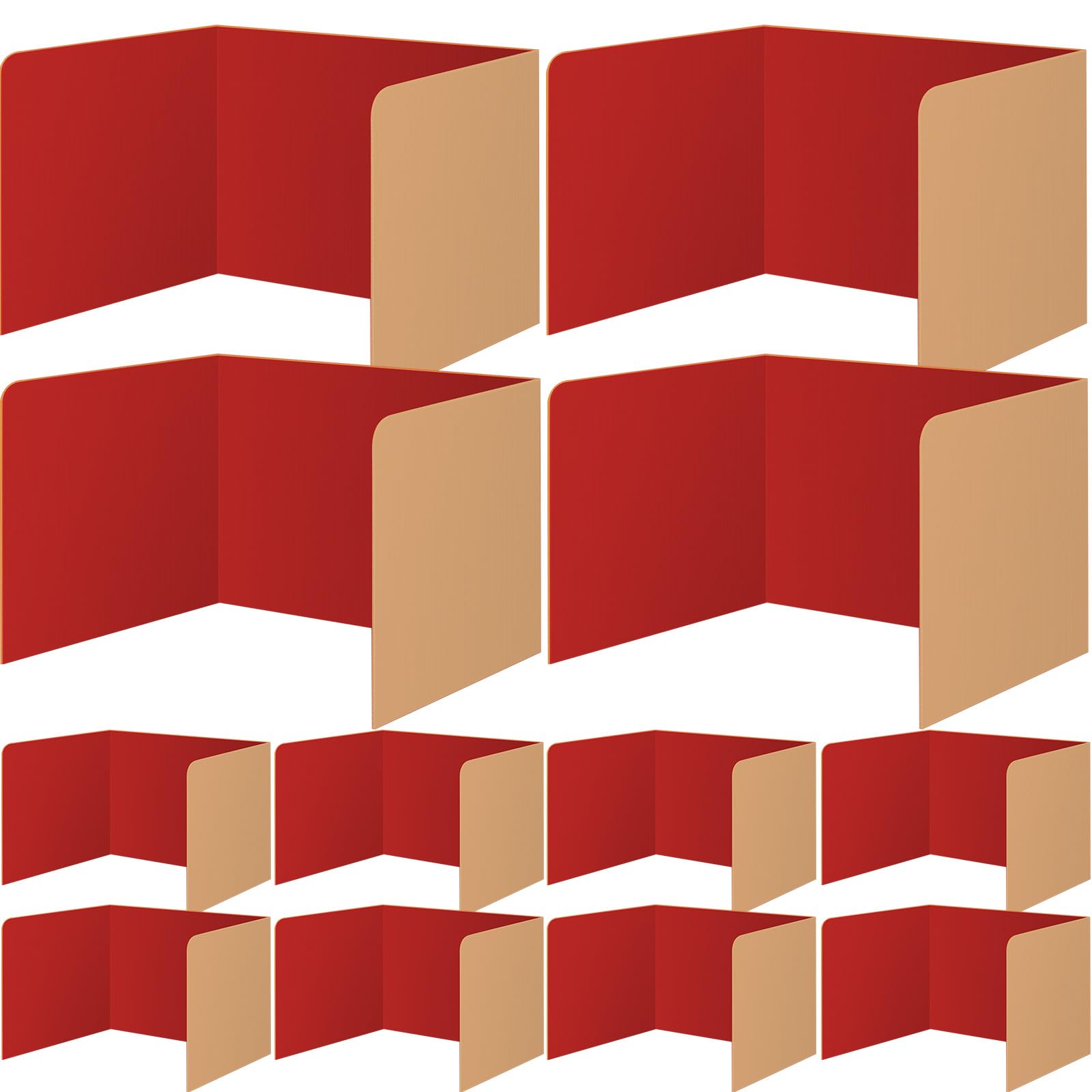 12 Pack Red Privacy Folders for Students - Classroom Desk Dividers & Test Partitions - Trifold School Privacy Panels for Focused Learning & Testing