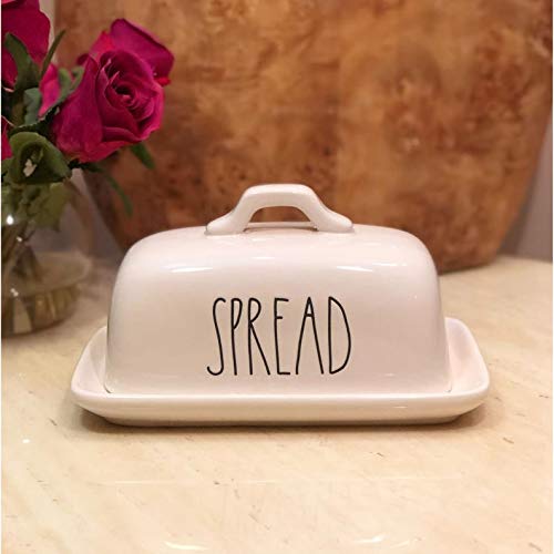 Rae Dunn Butter Spread Dishes - Ceramic Butter Keeper with Lid for Countertop - Perfect for Dining Table, Kitchen, and Breakfast Buffet