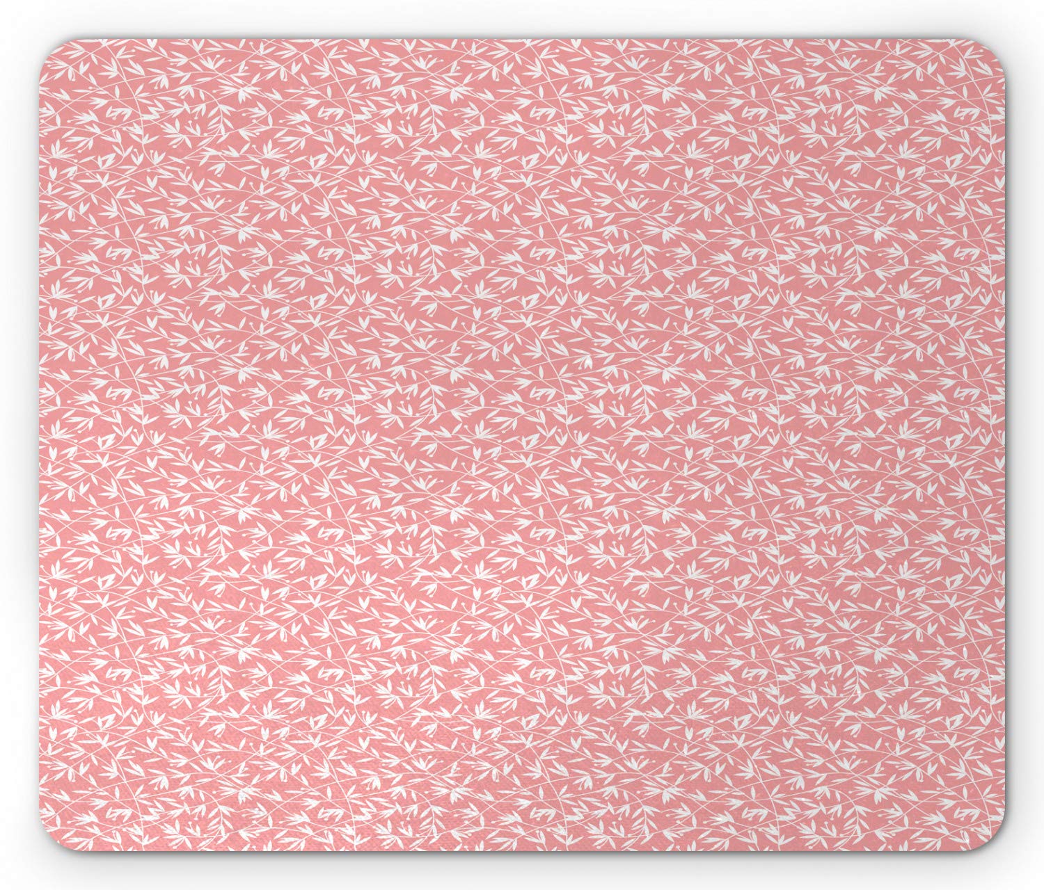 Ambesonne Exotic Leaves Mouse Pad - Non-Slip Rubber Gaming Mousepad with Damask Stencil Design, Standard Size (Coral & White) - Perfect for Office, Home & Gaming Setup