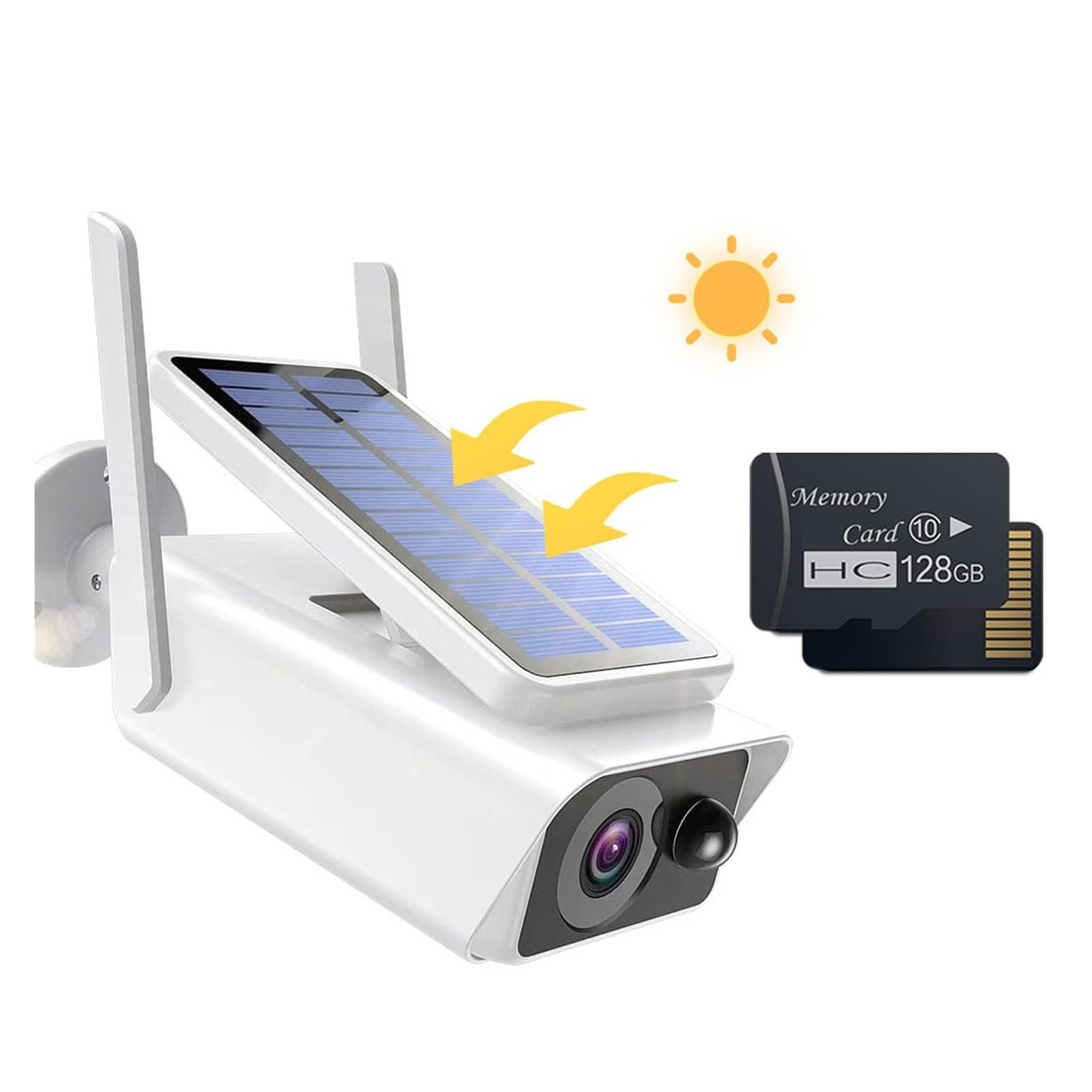 SilteD 5MP Solar Security Camera Outdoor - WiFi Wireless Solar Powered Camera with Built-in Battery, PIR Motion Detection, 30M Night Vision & 128GB Card - Perfect for Home, Garage, Yard & Business Surveillance