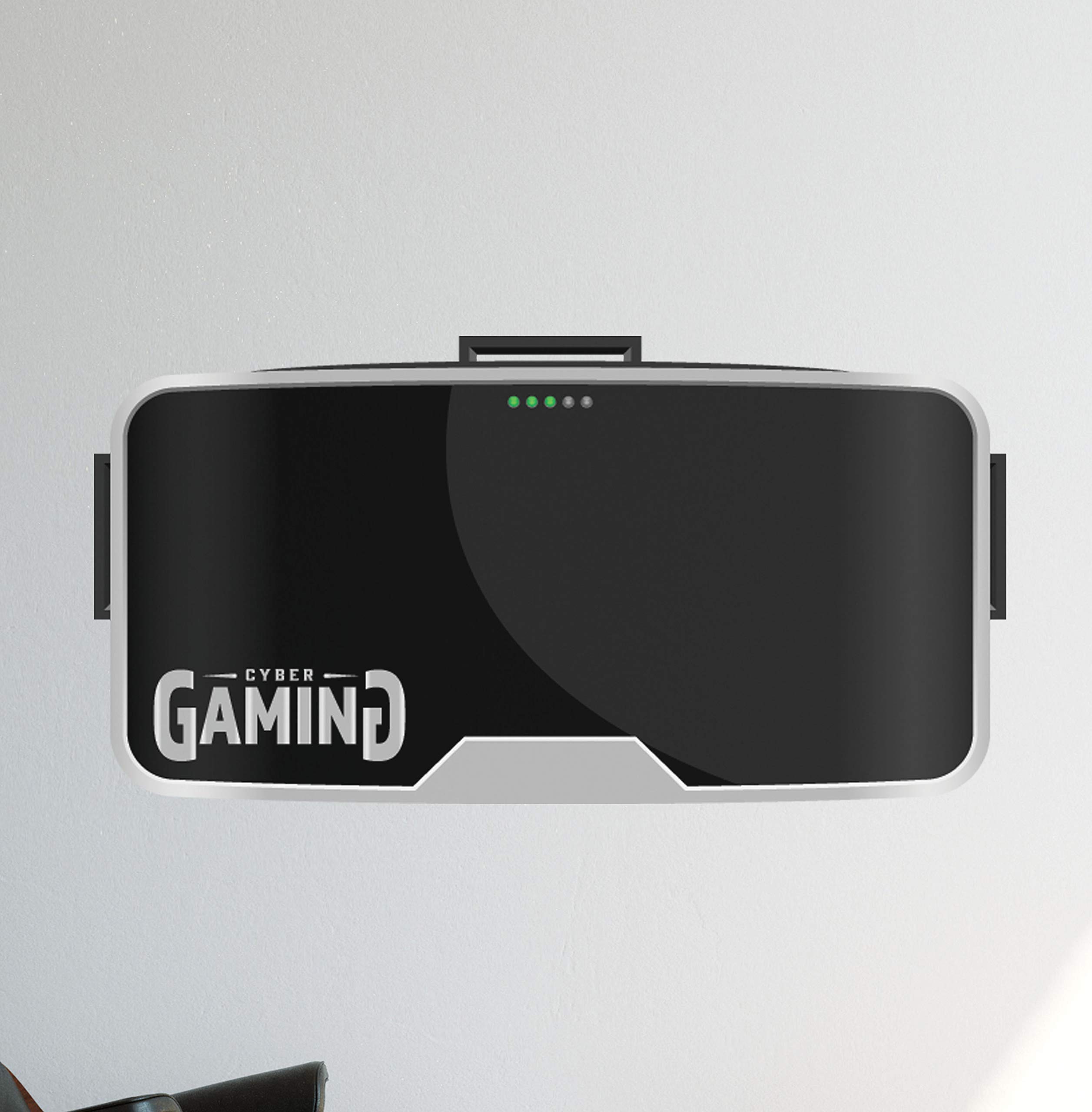 3D Cyber Gaming Wall Sticker - Black Playstation Headset Decal for Home & Game Room Decor (36