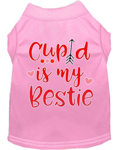 Cupid is My Bestie Screen Print Dog T-Shirt - Multiple Colors for Valentine's Day, Pet Costume Party & Dog Lover Gifts