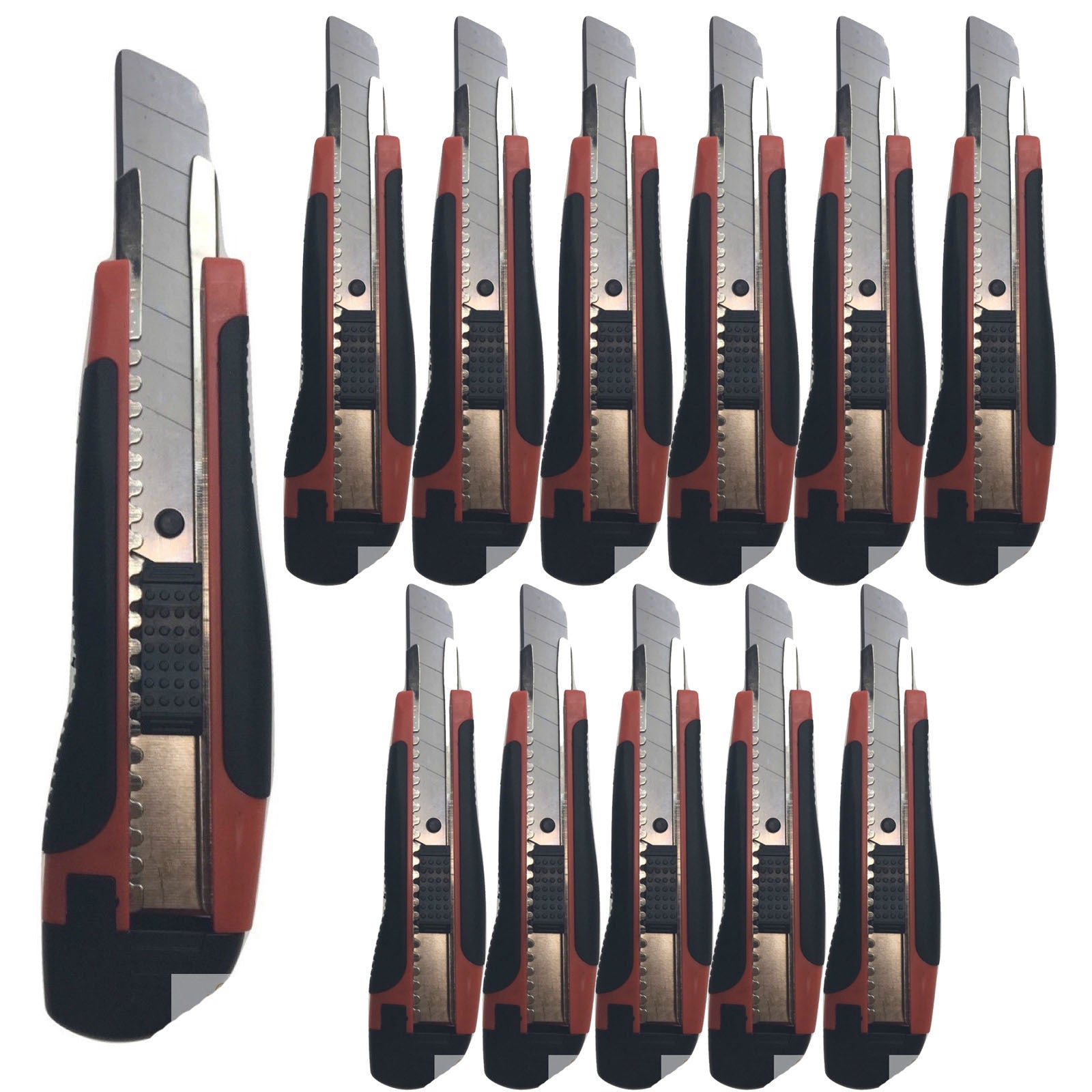12-Pack Retractable Utility Knife Box Cutters with 18mm Snap-Off Blades - Heavy Duty Bulk Pack for Shipping, Packaging, Warehouse & DIY Projects