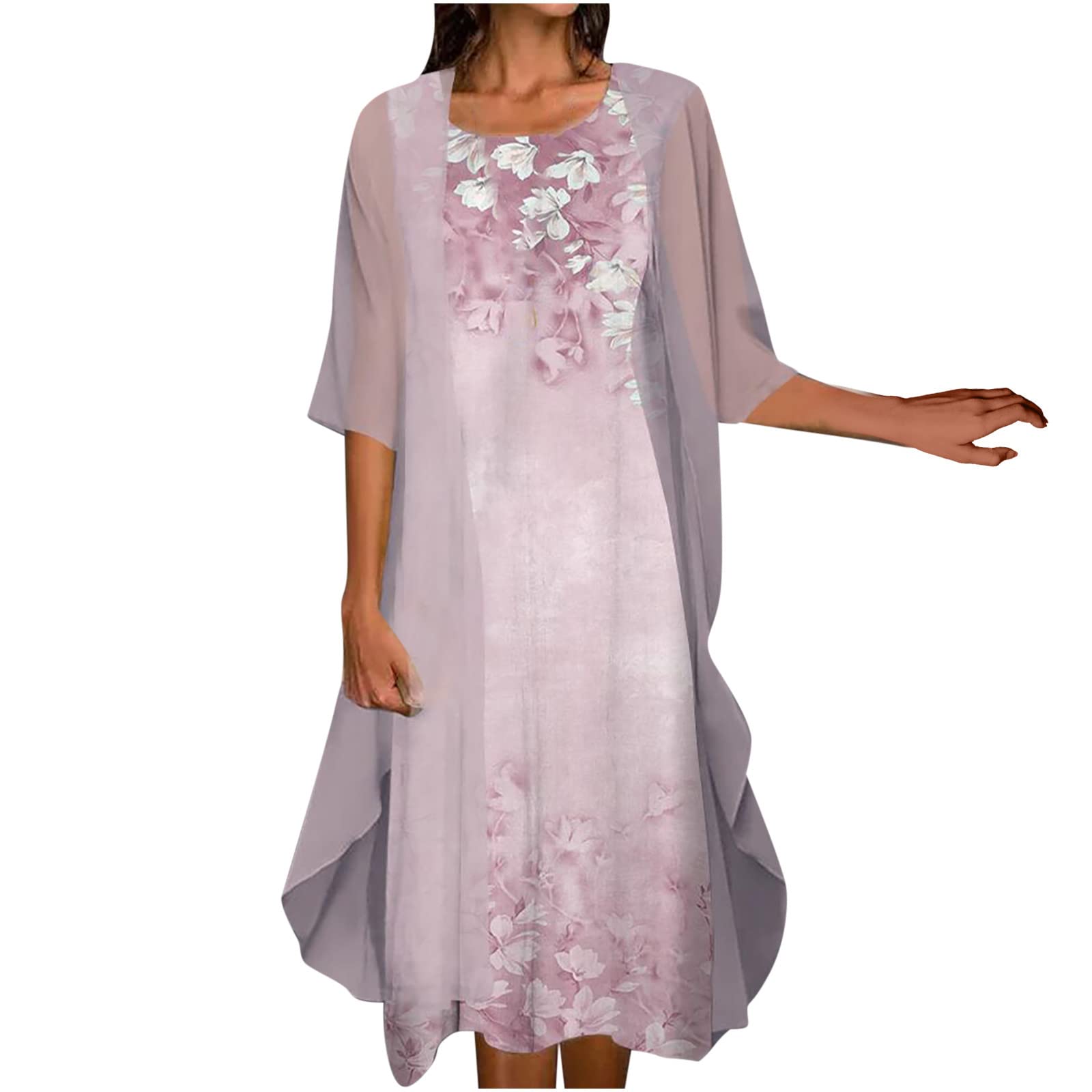 Women's Floral Print Summer Dress - Sleeveless Casual Loose Flowy Maxi Dress with Long Sleeve Cardigan Set | Perfect for Beach Vacation, Brunch Dates & Summer Outings