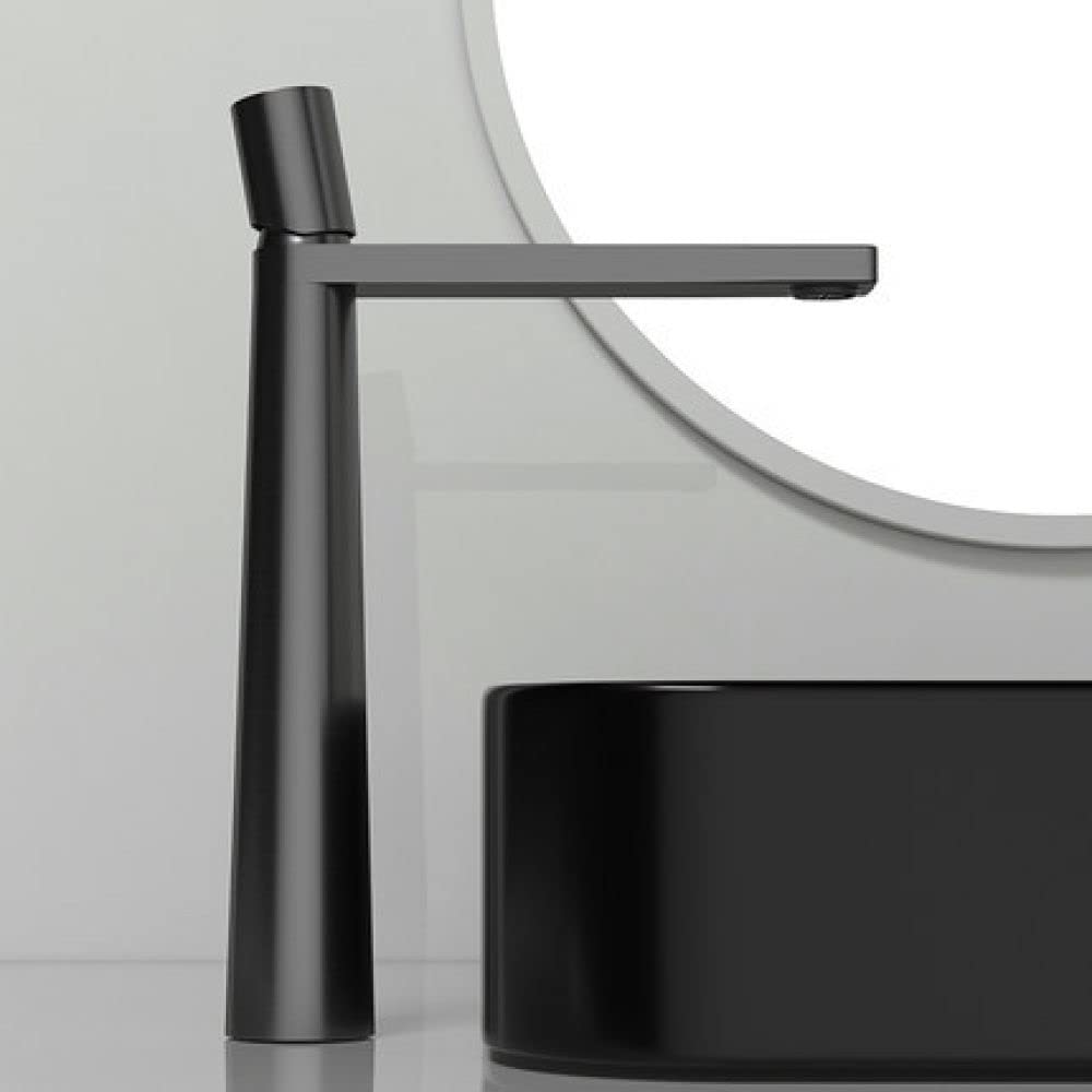 Premium Brass Bathroom Basin Faucet - Single Handle Mixer Tap for Hot & Cold Water - Black/Grey Tall Design - Durable Lavatory Sink Faucet for Modern Bathroom & Powder Room Renovation