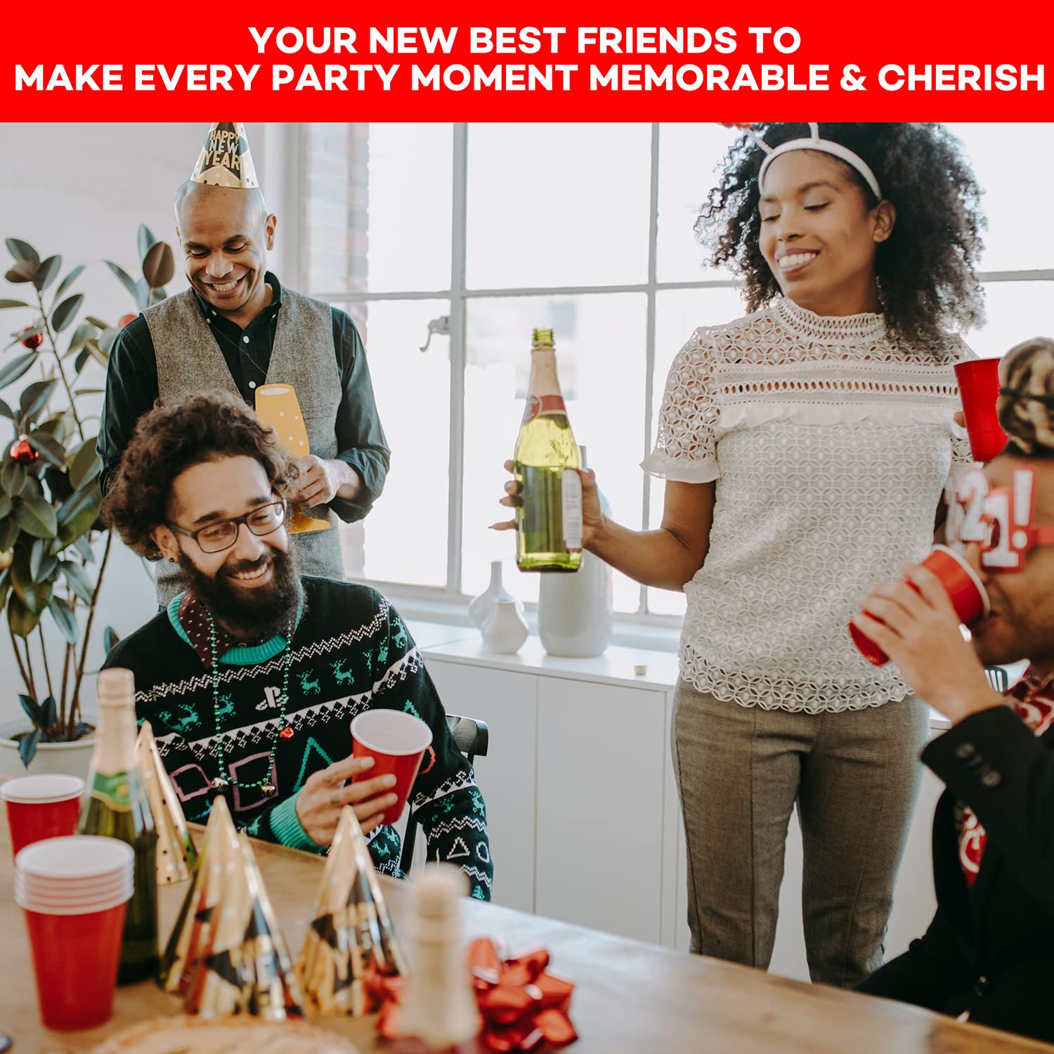 Epished 100-Pack 16 oz Large Red Plastic Cups - Disposable, Recyclable, Odorless & Shatterproof Party Cups for Beer, Cocktails, BBQs, and Outdoor Events - Durable PP Material Drinking Cups for College Parties, Tailgating, and Celebrations