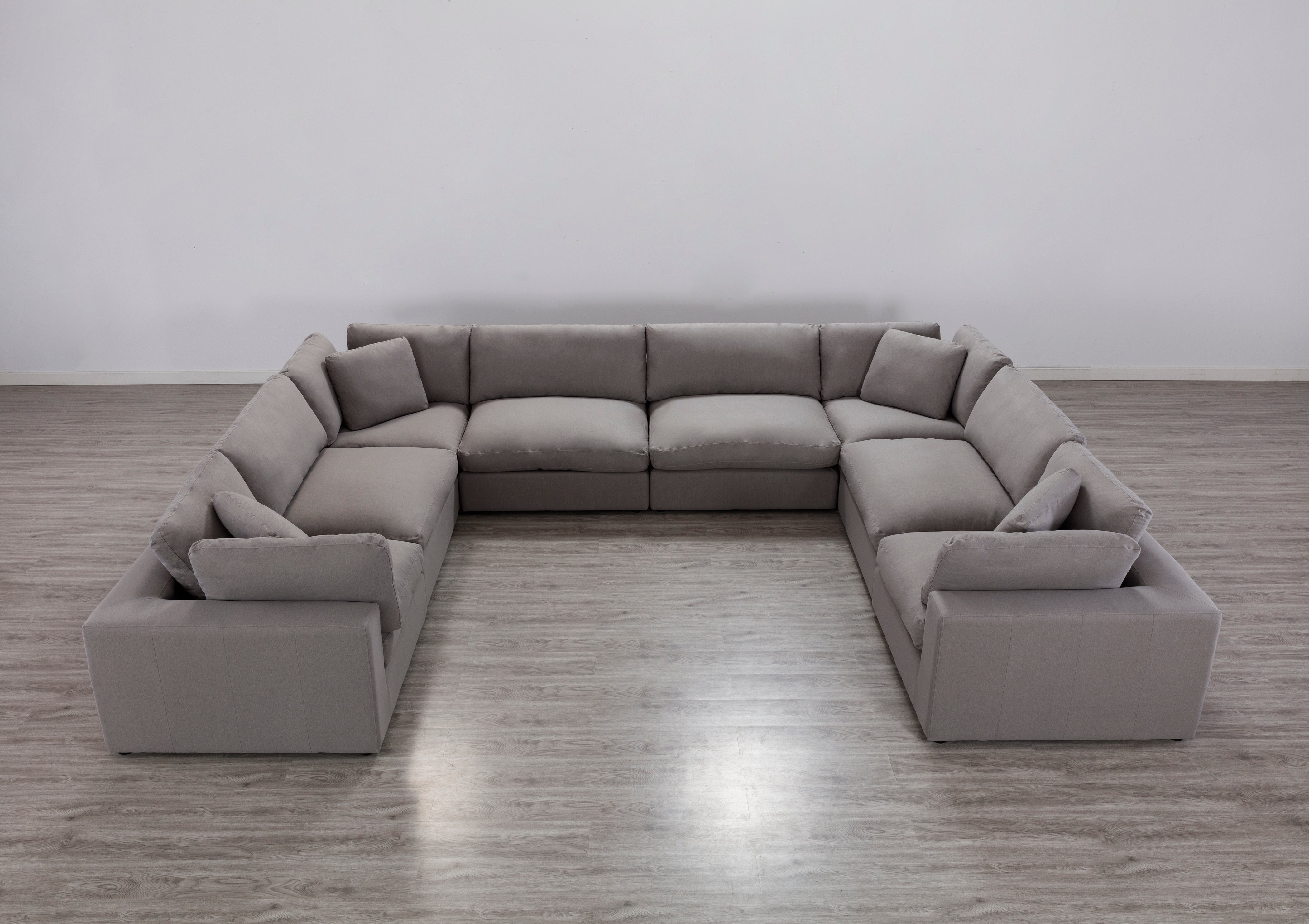 Rivas Contemporary Feather Fill 8-Piece Modular Sectional Sofa in Graphite - Perfect for Living Rooms, Home Theaters & Modern Apartments