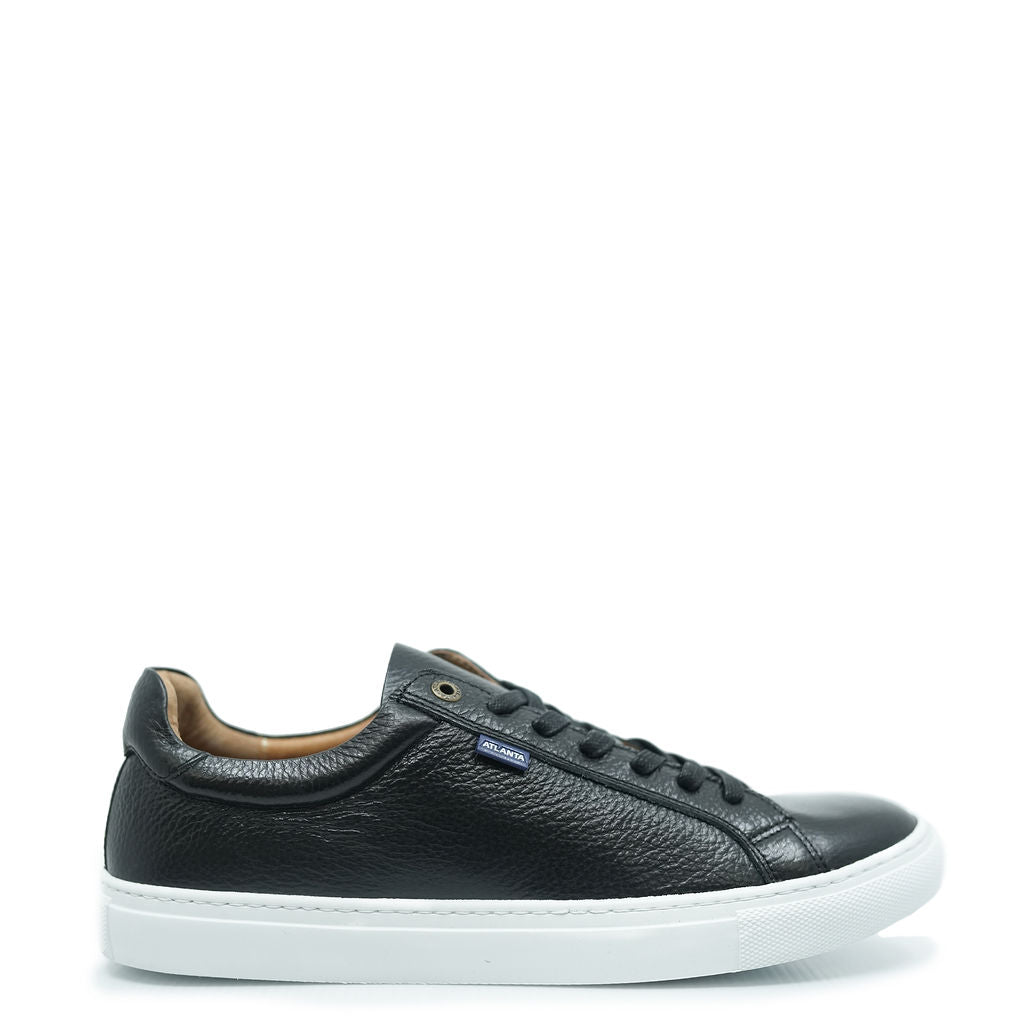 Atlanta Moccasin Black Pebbled Leather Dress Sneakers for Men - Comfortable Casual & Office Shoes for Business, Travel & Everyday Wear