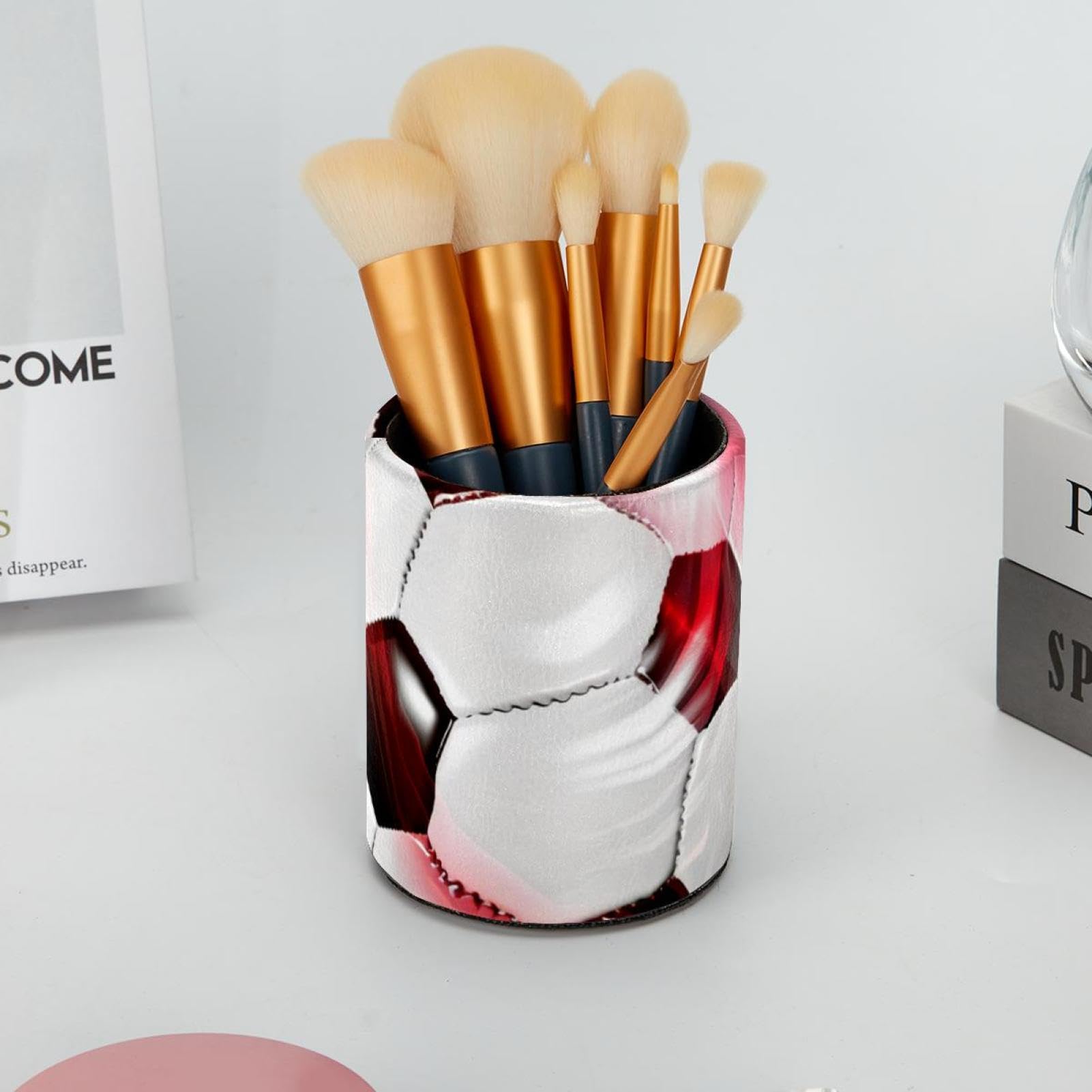 American Flag Football Pen Holder - Premium Desk Organizer for Office, School & Home - Stylish Pen Stand with Patriotic Design for Writing & Display