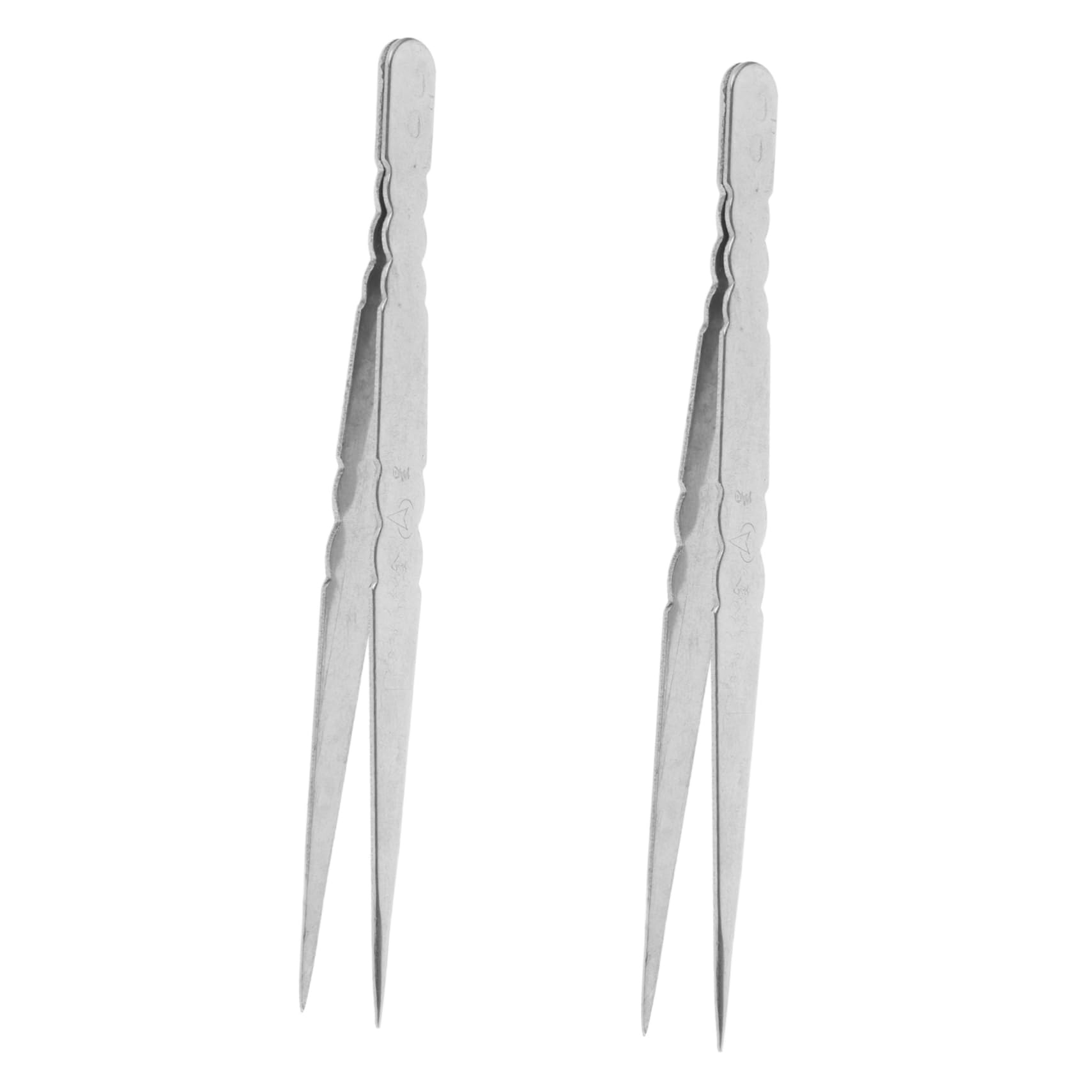 Angoily 2-Piece Stainless Steel Tweezers Set - Multi-Functional Clip Tweezers for Crafting, Nail Art, Eyelash Extensions - Straight & Curved Tips - Perfect for DIY Projects, Beauty Salons, and Professional Makeup Artists