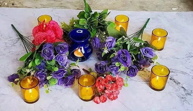 10 Pack Yellow Glass Votive Candle Holders - Elegant Table Centerpieces for Christmas, Wedding, Anniversary, Party & Home Decor - Perfect for Romantic Dinners, Holiday Celebrations & Cozy Ambiance
