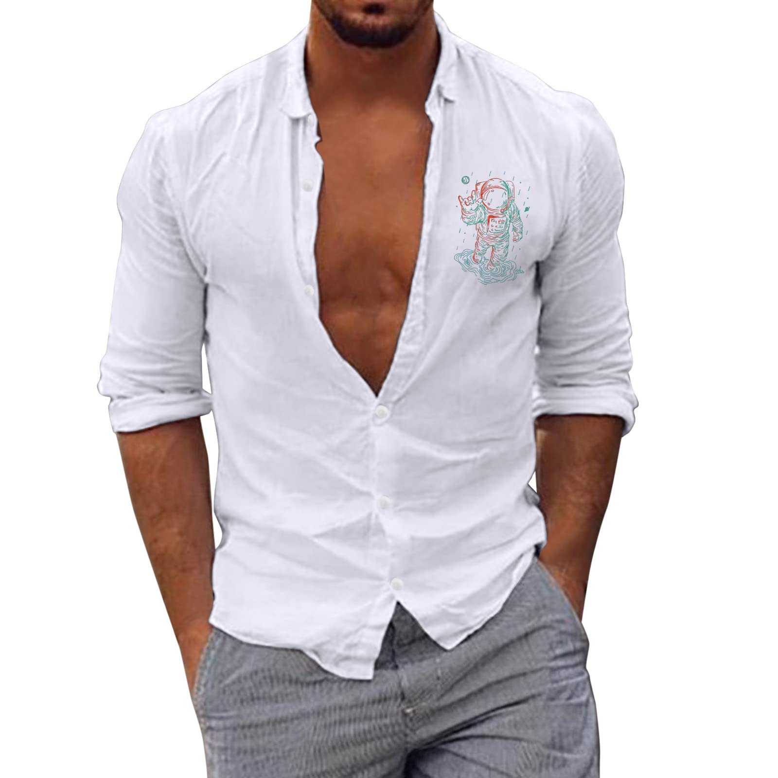 Men's Long Sleeve Casual Printed Shirt - 100% Cotton Comfortable Top Blouse for Autumn Winter | Perfect for Office, Dating & Daily Wear