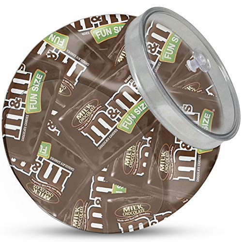M&M's Milk Chocolate Candy Jar with Lid - 2 Pounds Bulk Candy for Candy Buffet, Party Favors, Office Snacks & Gift Giving