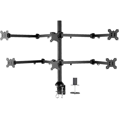 6-Screen Free Standing TV Mount - Heavy Duty Multi-Monitor Stand for Gaming, Office & Home Theater Setup