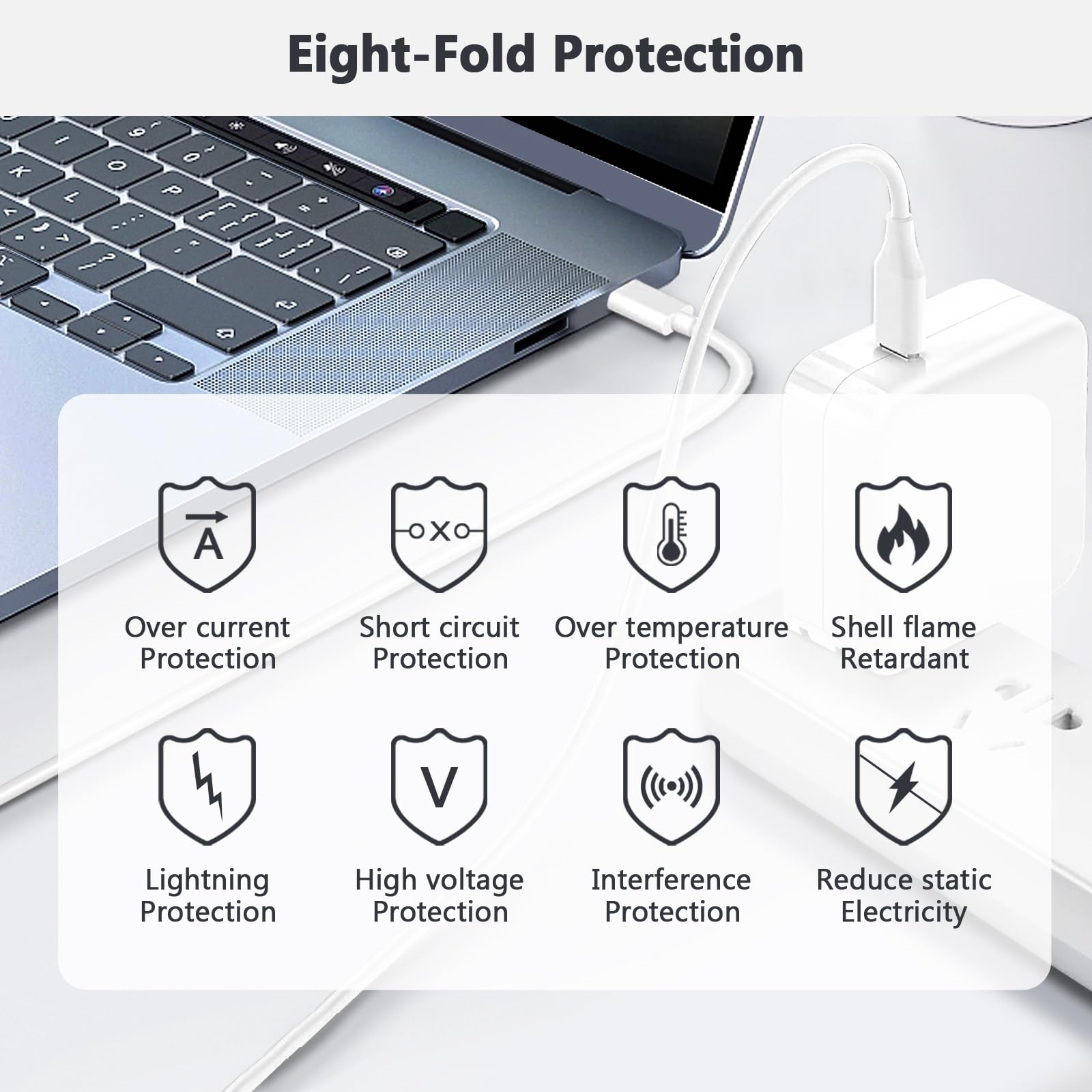 100W USB-C Fast Charger for MacBook Pro 16/15/14/13 Inch & MacBook Air - PD Power Adapter Compatible with iPad Pro 2021-2018, USB-C Laptops & Phones | Perfect for Home, Office & Travel Charging