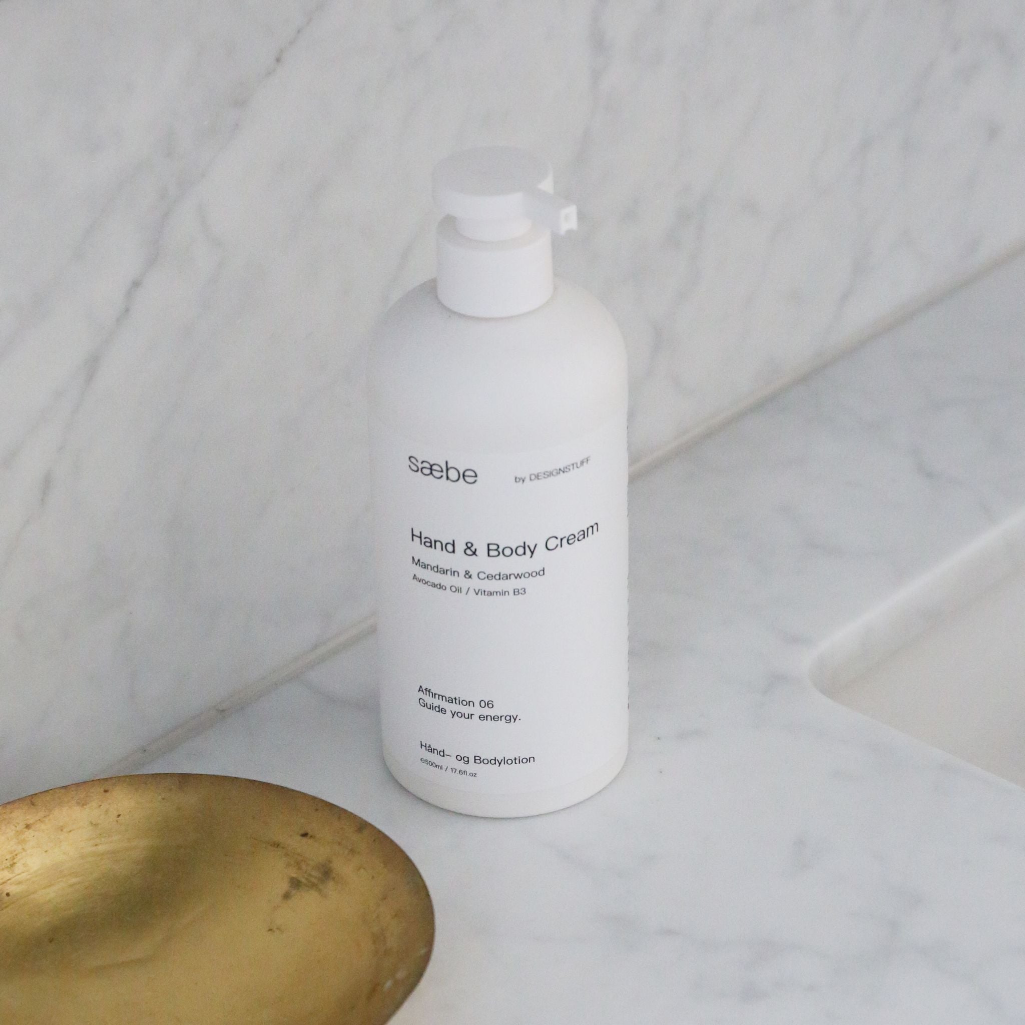 DESIGNSTUFF Saebe Hand & Body Cream - Mandarin & Cedarwood Scent, 500ml - Hydrating Moisturizer for Dry Skin, Perfect for Daily Use & Gift Giving