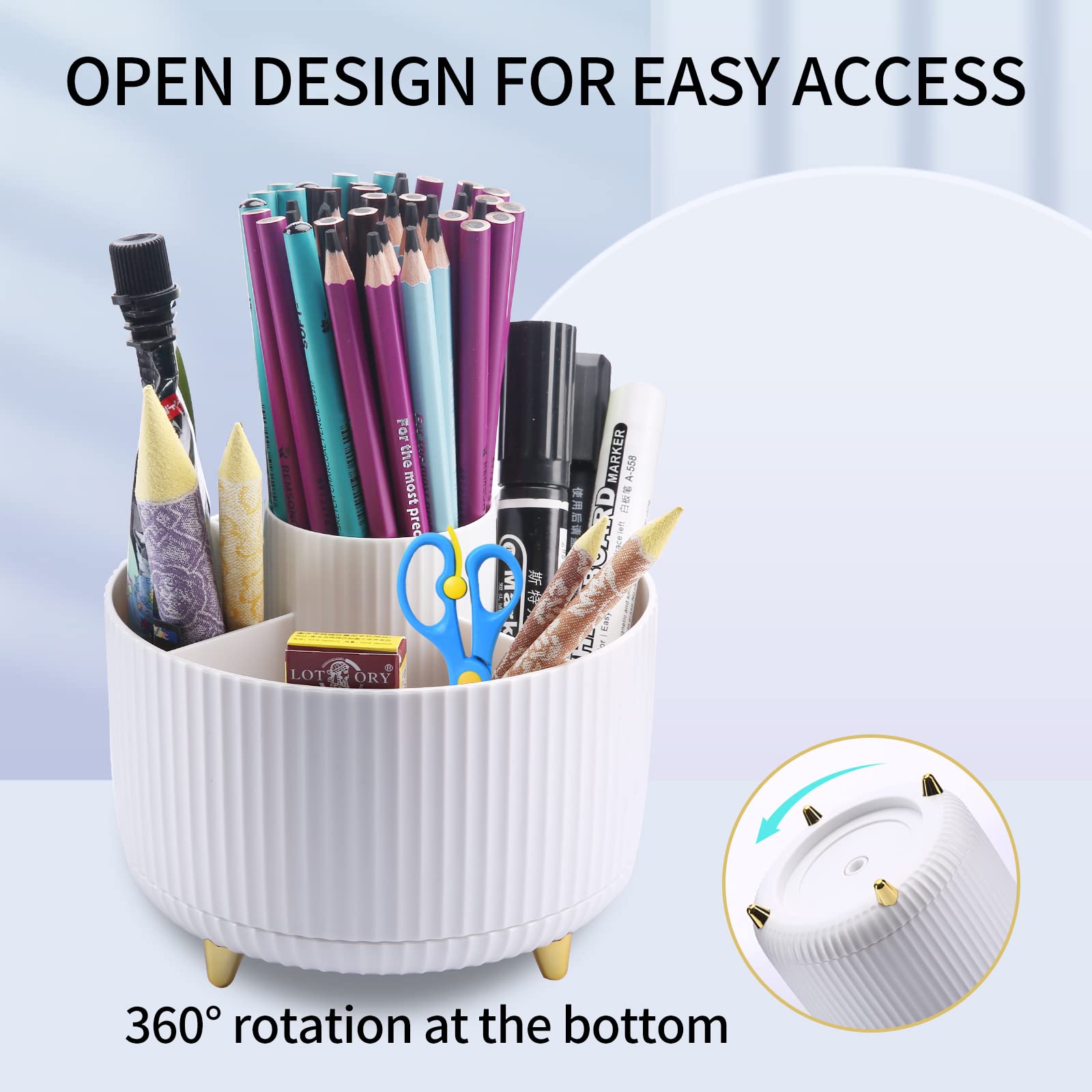 360° Rotating Makeup Organizer - Cosmetic Brush Holder & Jewelry Storage for Dressing Table, Bathroom, Bedroom | Perfect for Lipstick, Perfume, Stationery & Beauty Tools Organization