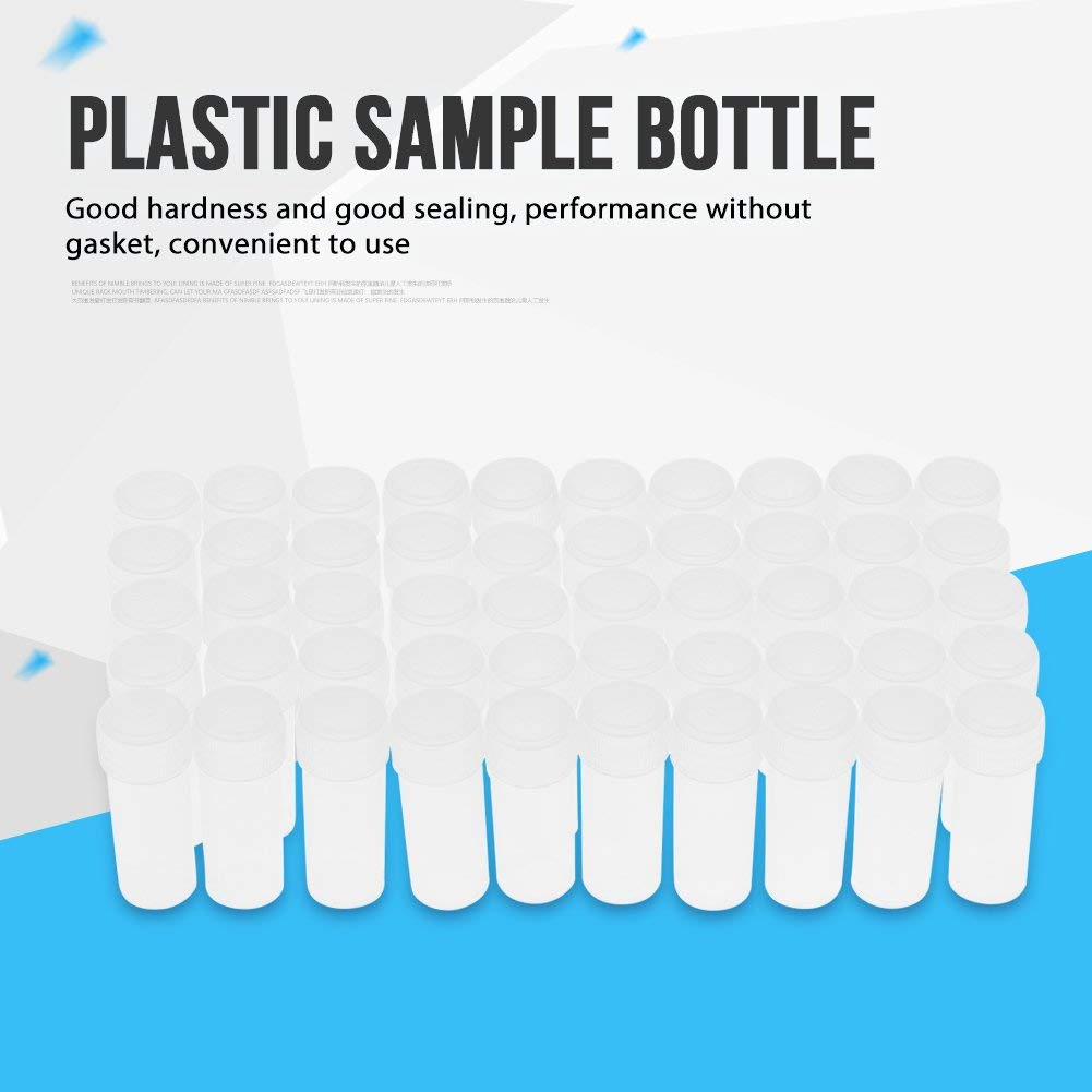Yosoo 5ml Plastic Sample Bottles - 50 Pack Small Storage Vials for Liquids, Powders, Essential Oils, Perfume | Lab, DIY, Travel, Crafting, Beauty Samples