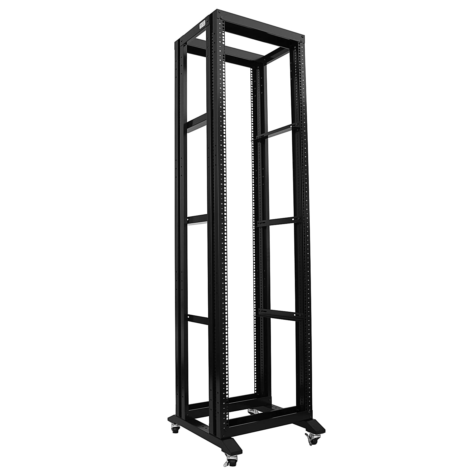42U Open Frame Server Rack - 600MM Deep 4 Post Network Cabinet with 3 Pairs of L-Rails | Heavy Duty Aluminum Rack for Data Center, Server Room & IT Equipment | UL Certified Server Rack for Secure Network Installation