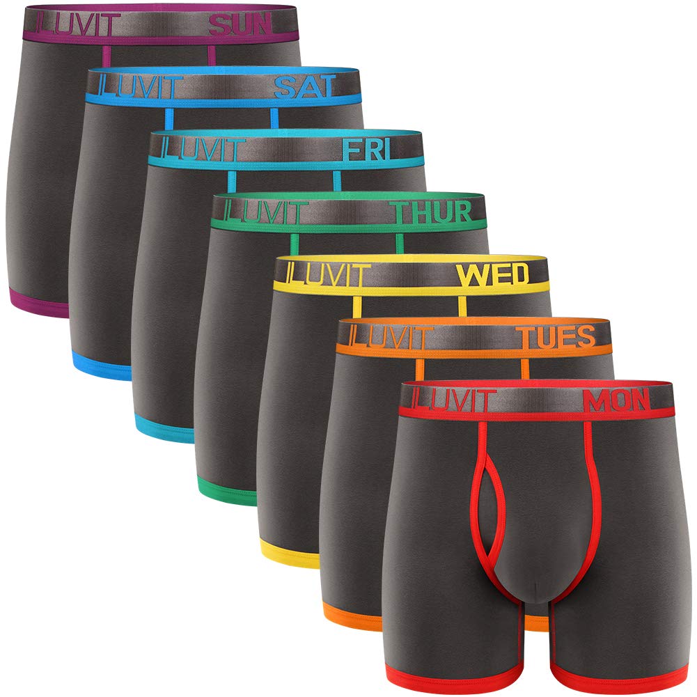 iLuvIt Men's Cotton Boxer Briefs with Open Fly - Soft & Breathable Underwear for Daily Comfort (Pack of 3, Sizes S-2XL) - Perfect for Workout, Lounge & Everyday Wear